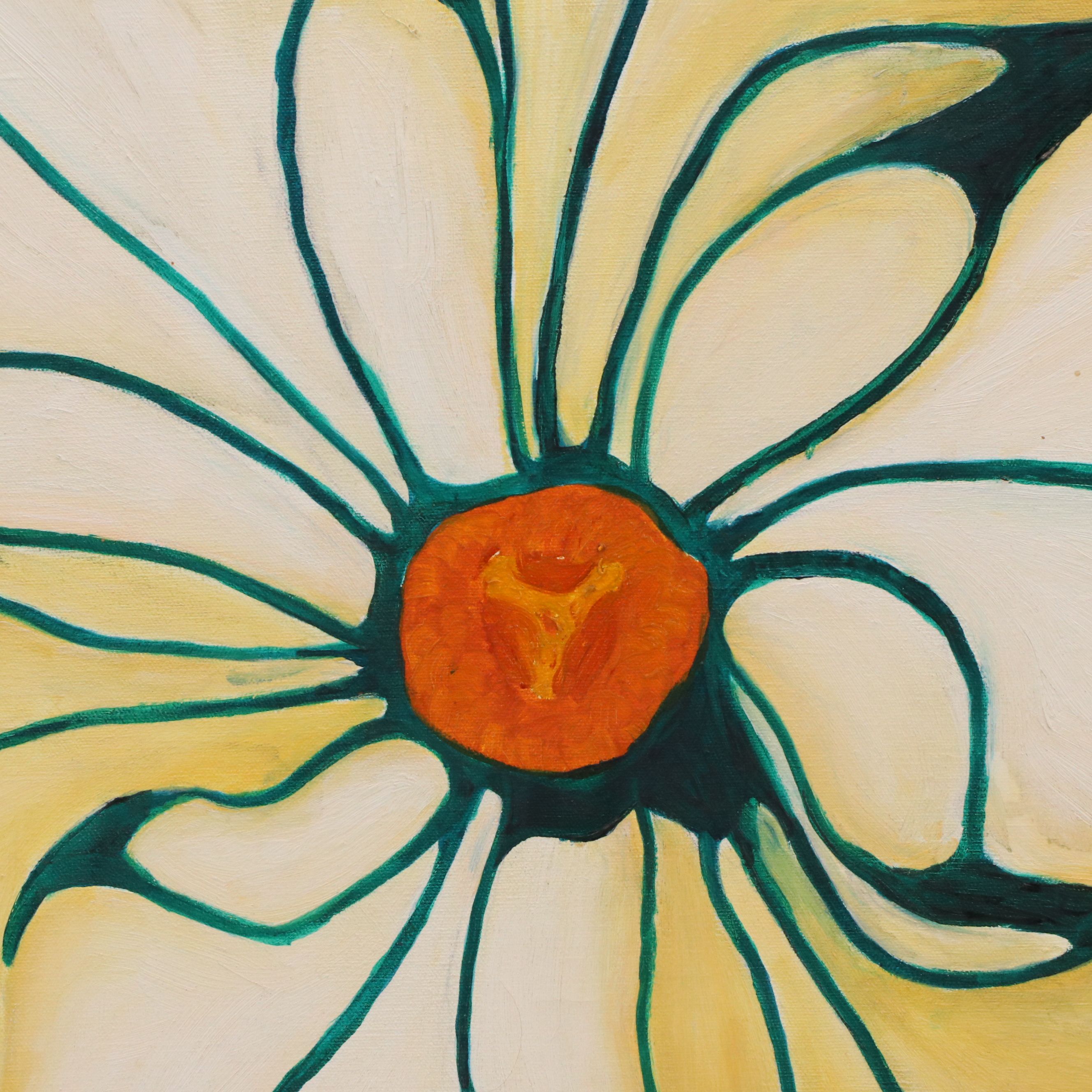 Acrylic Painting of Flower Blossom, 20th Century