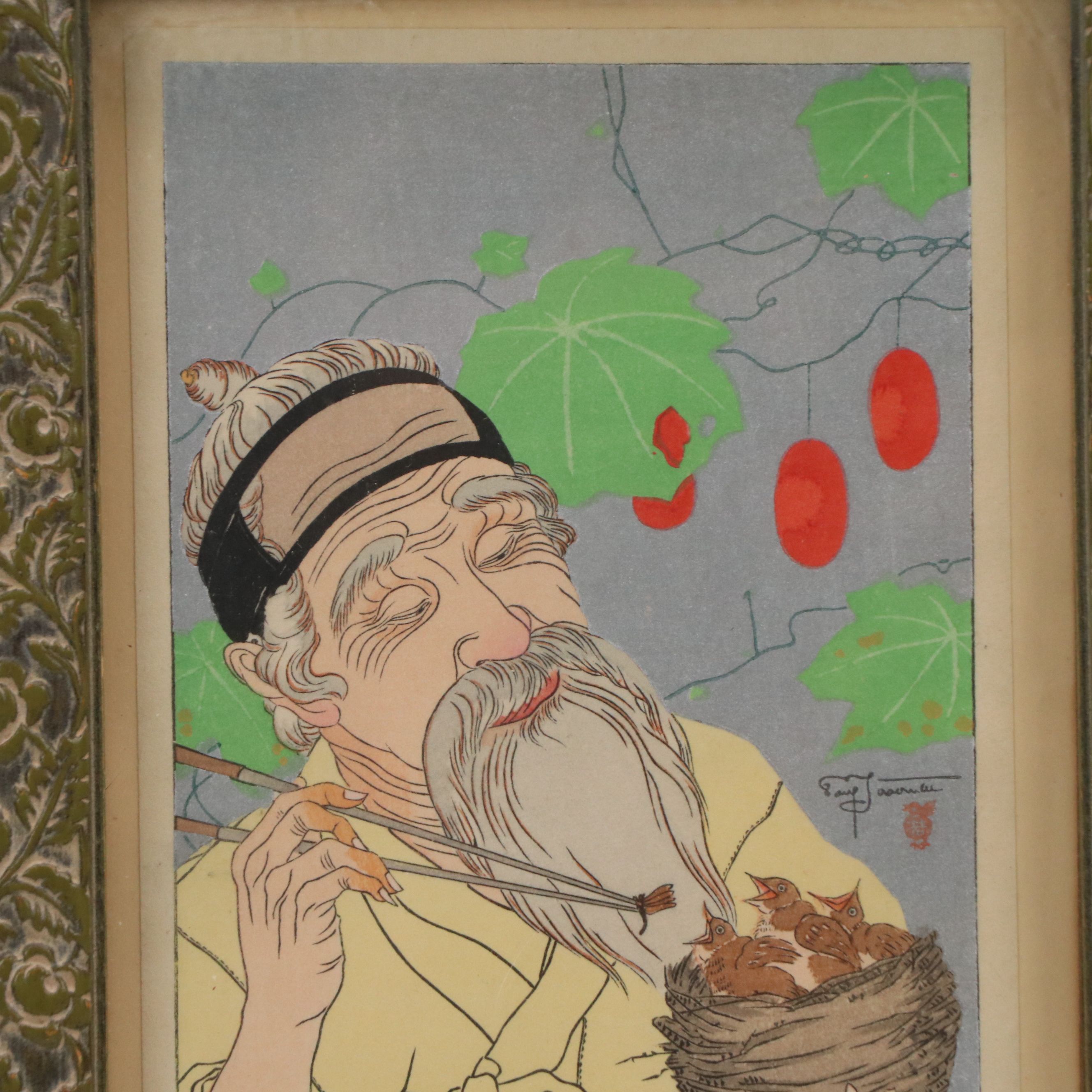 Woodblock After Paul Jacoulet "Le Nid," 20th Century