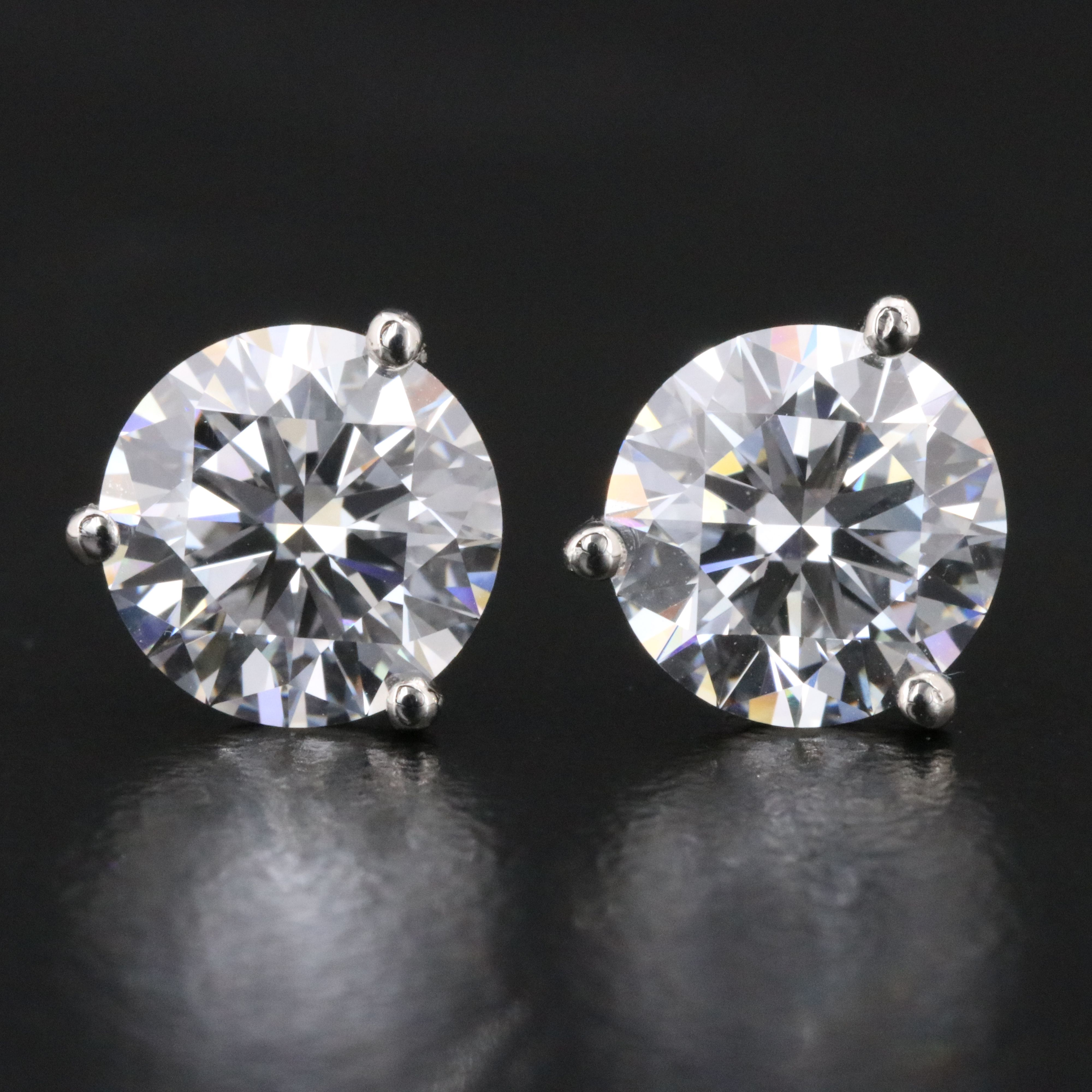 Platinum 3.05 CTW Lab Grown Diamond Stud Earrings with IGI Reports