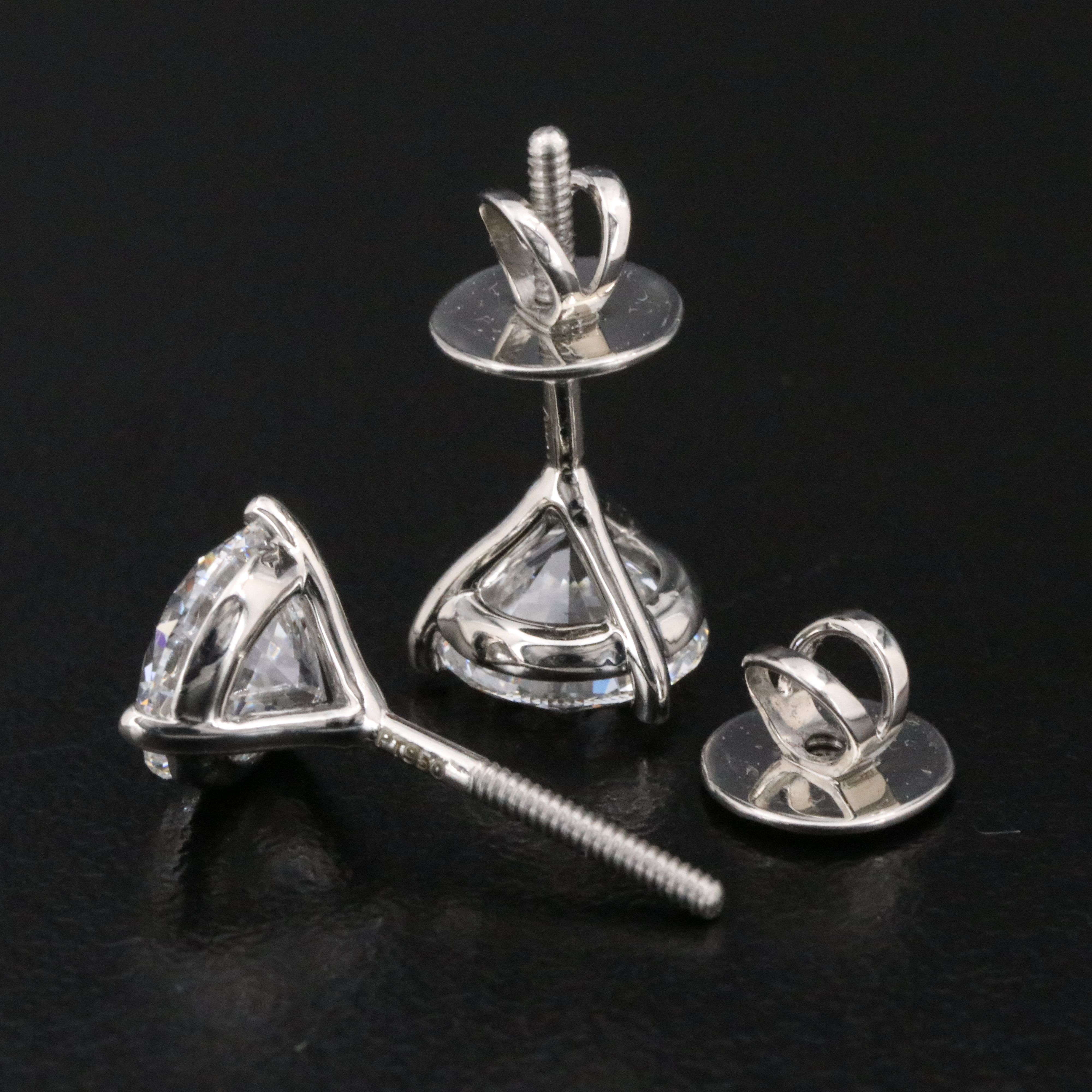 Platinum 3.05 CTW Lab Grown Diamond Stud Earrings with IGI Reports
