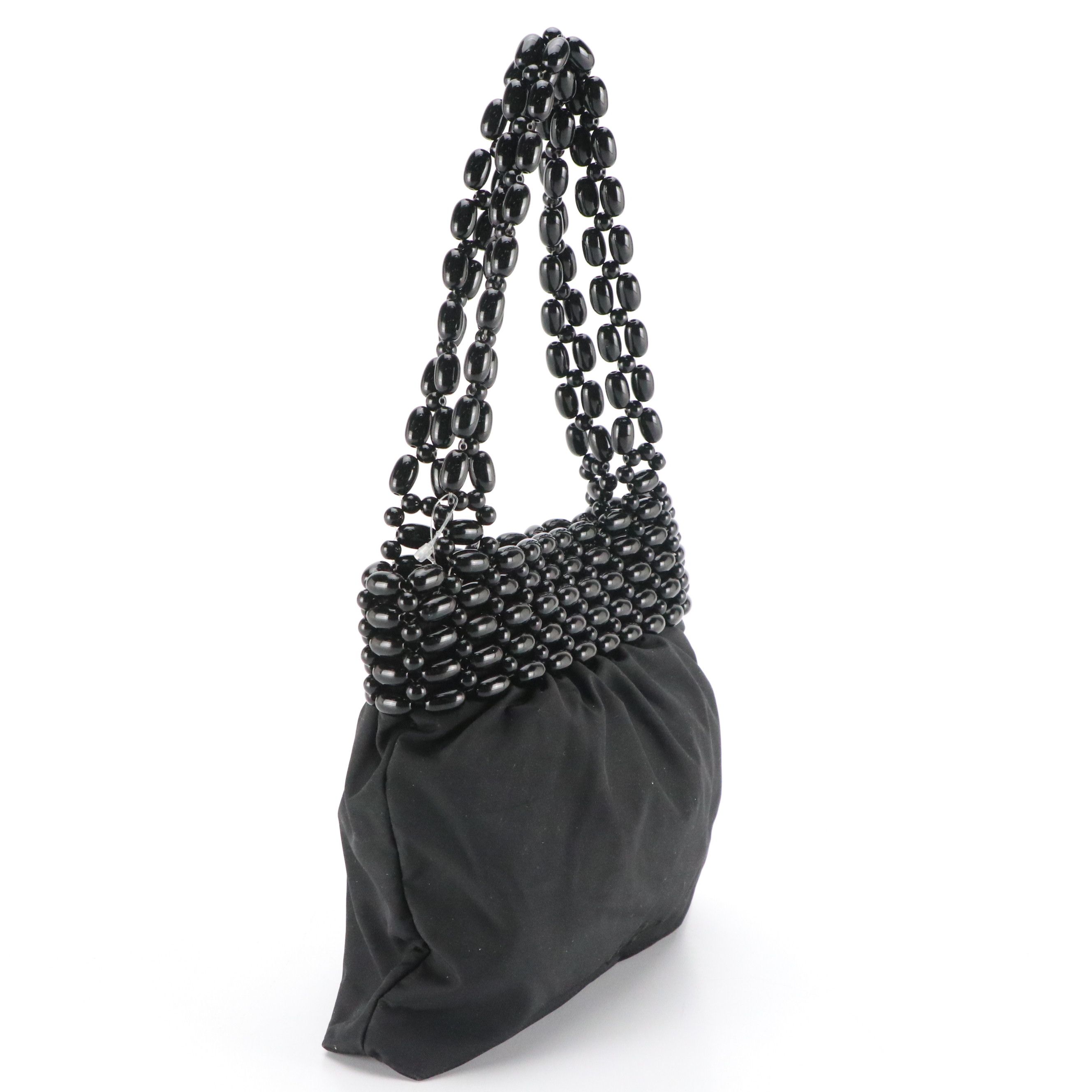 Bottega Veneta Black Beaded Bag with Embroidered Logo