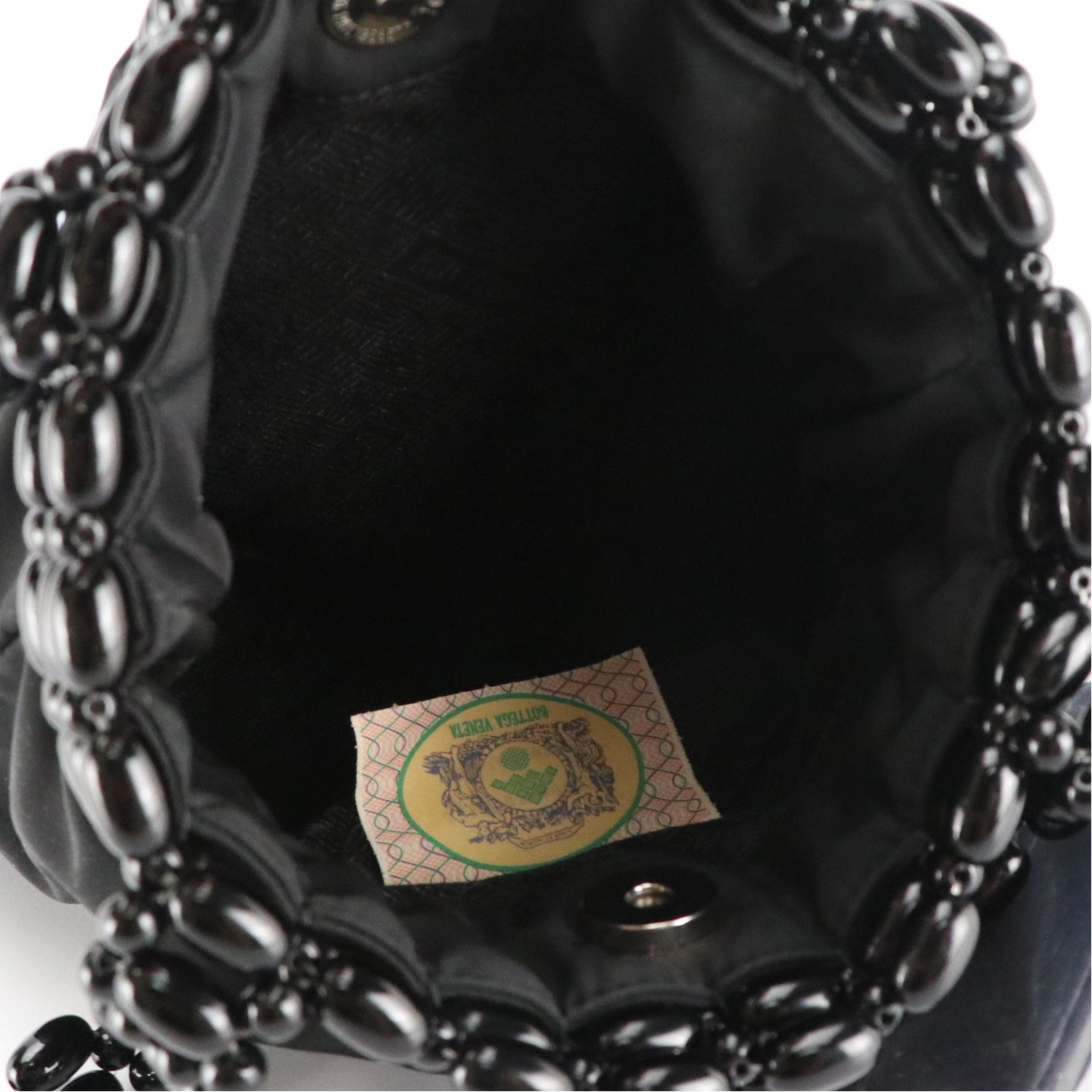 Bottega Veneta Black Beaded Bag with Embroidered Logo