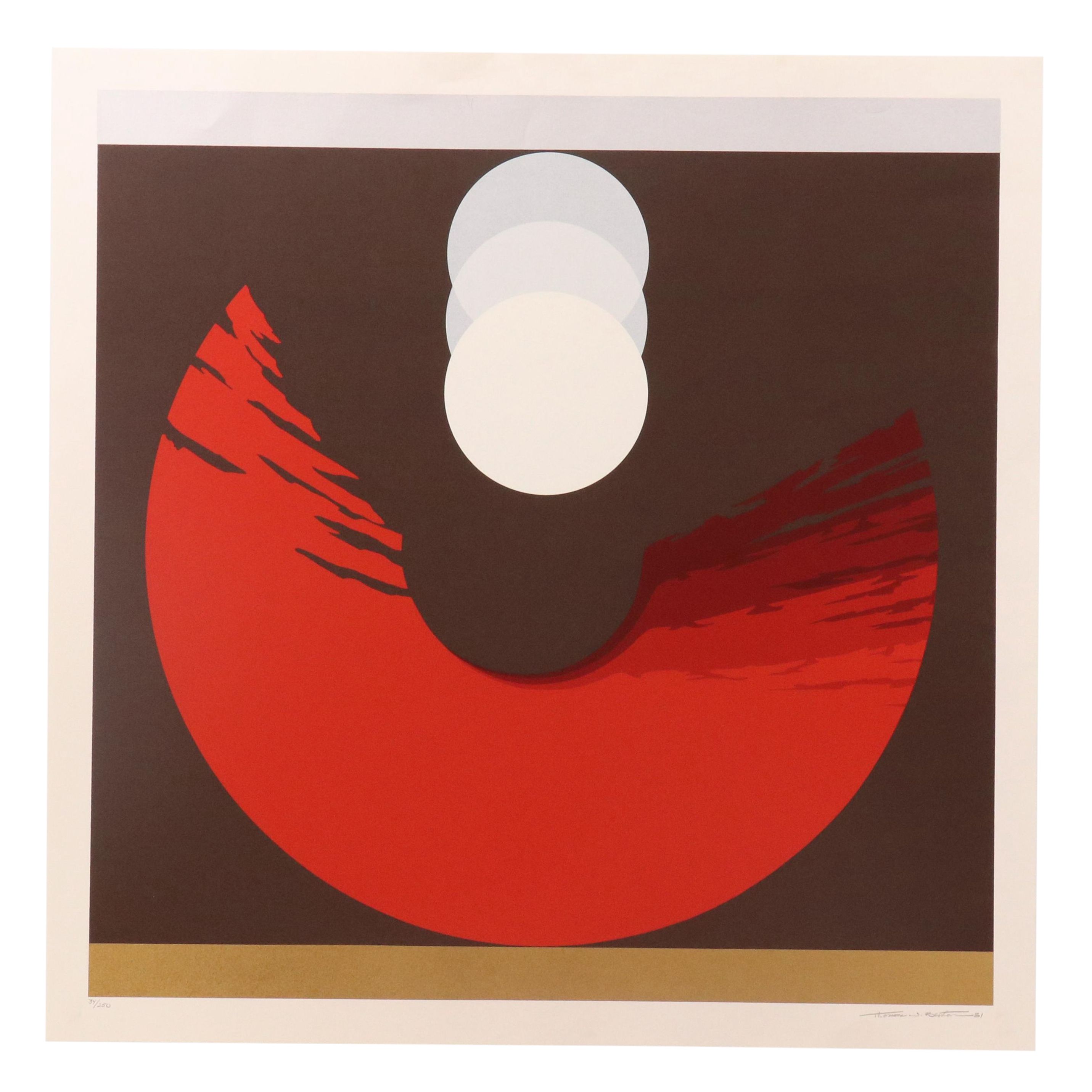 Thomas Whelan Benton Abstract Serigraph "Evolution Series – Red," 1981