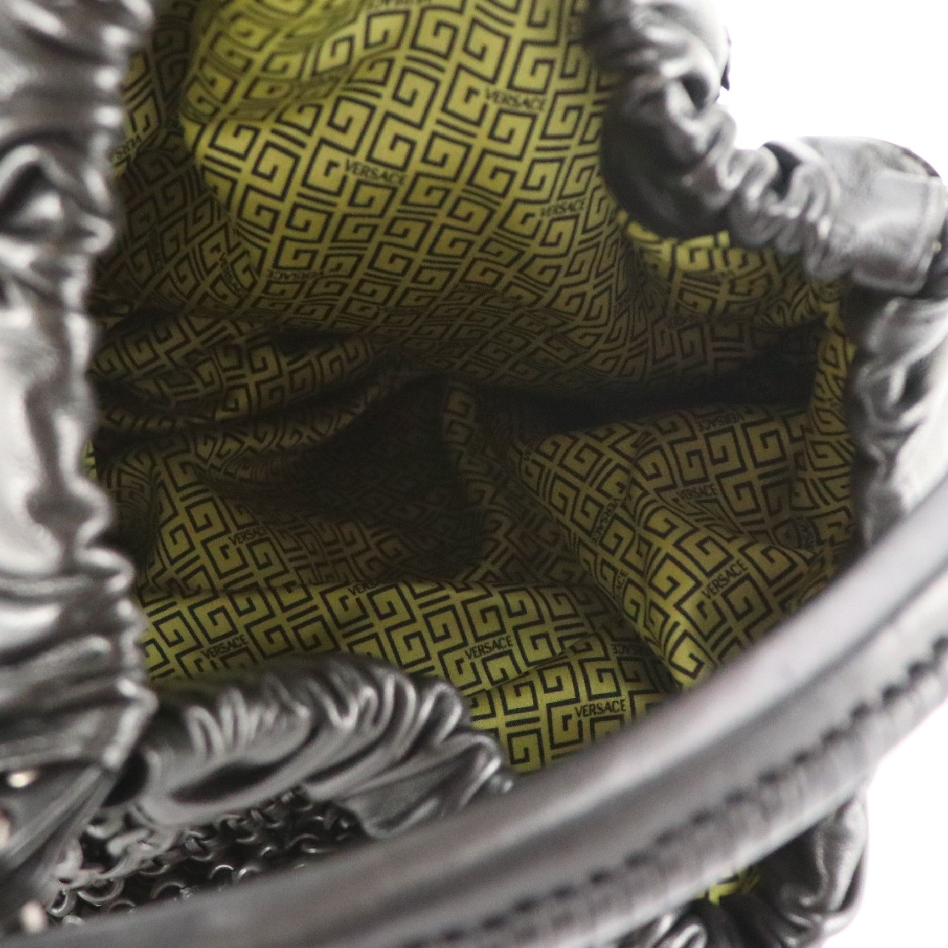 Gianni Versace Black Woven Nappa Leather and Grommet Tote Bag