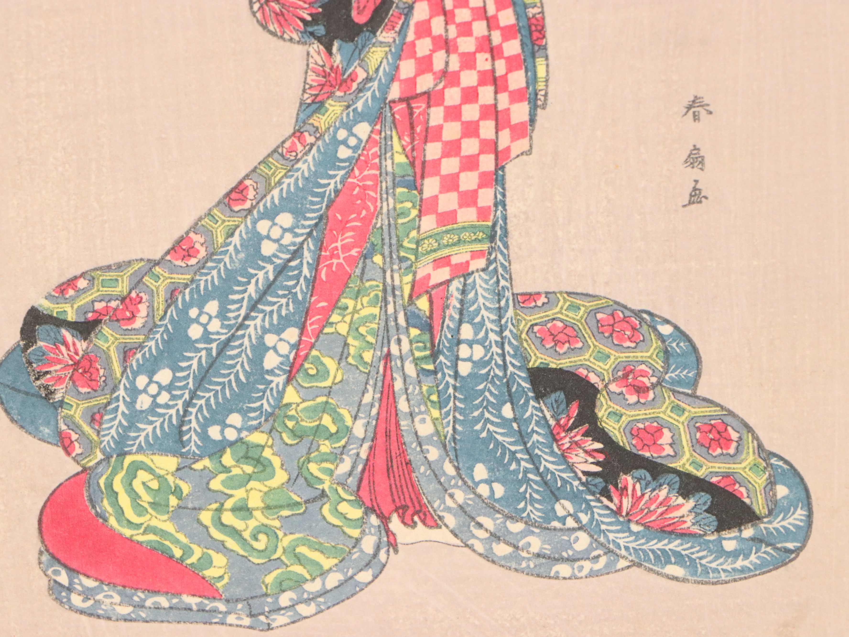 Japanese Woodblock of Courtesan After Natori Shunsen, Circa Early 20th Century