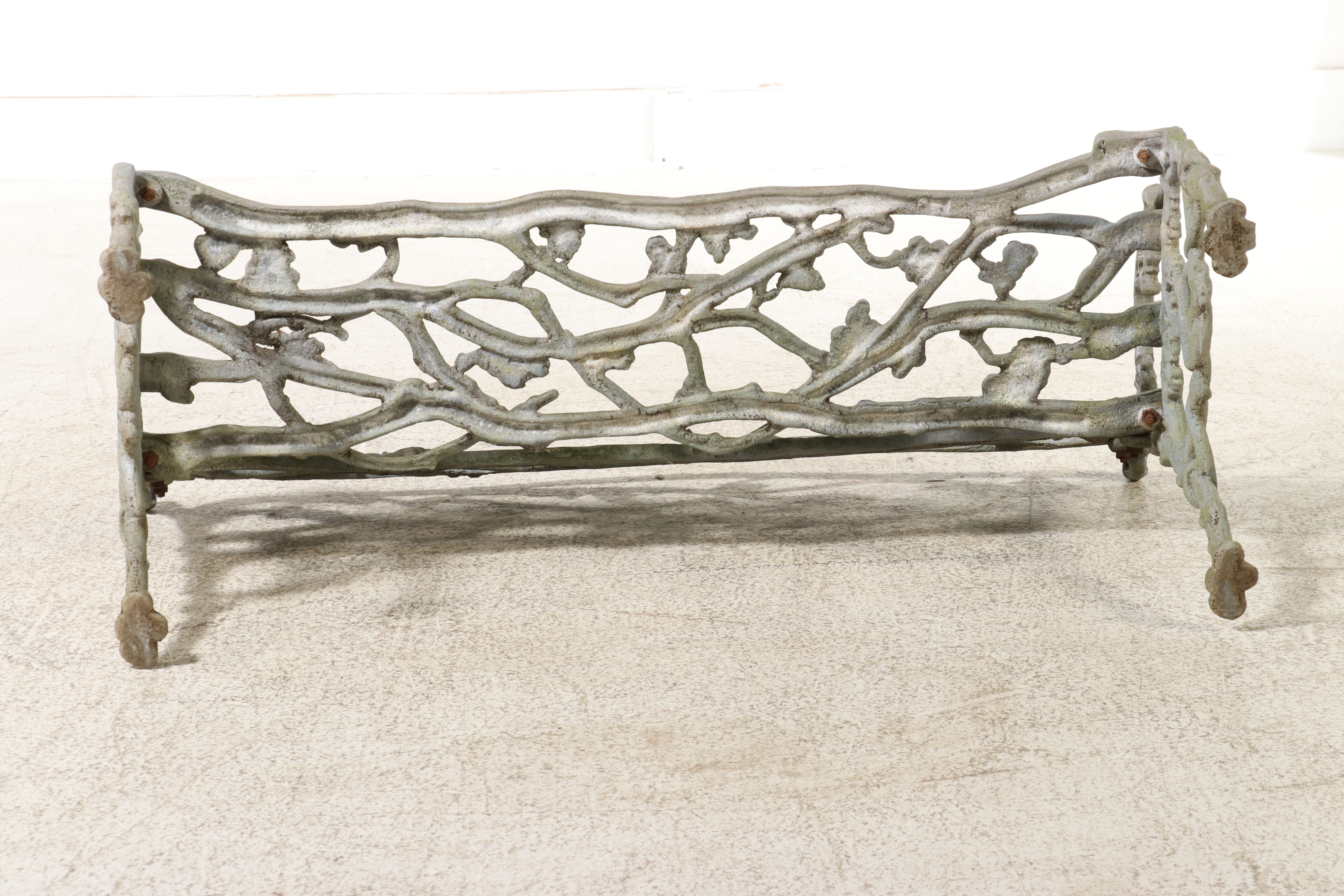 Art Nouveau Style Faux Bois Style Cast Metal Garden Bench, 20th Century