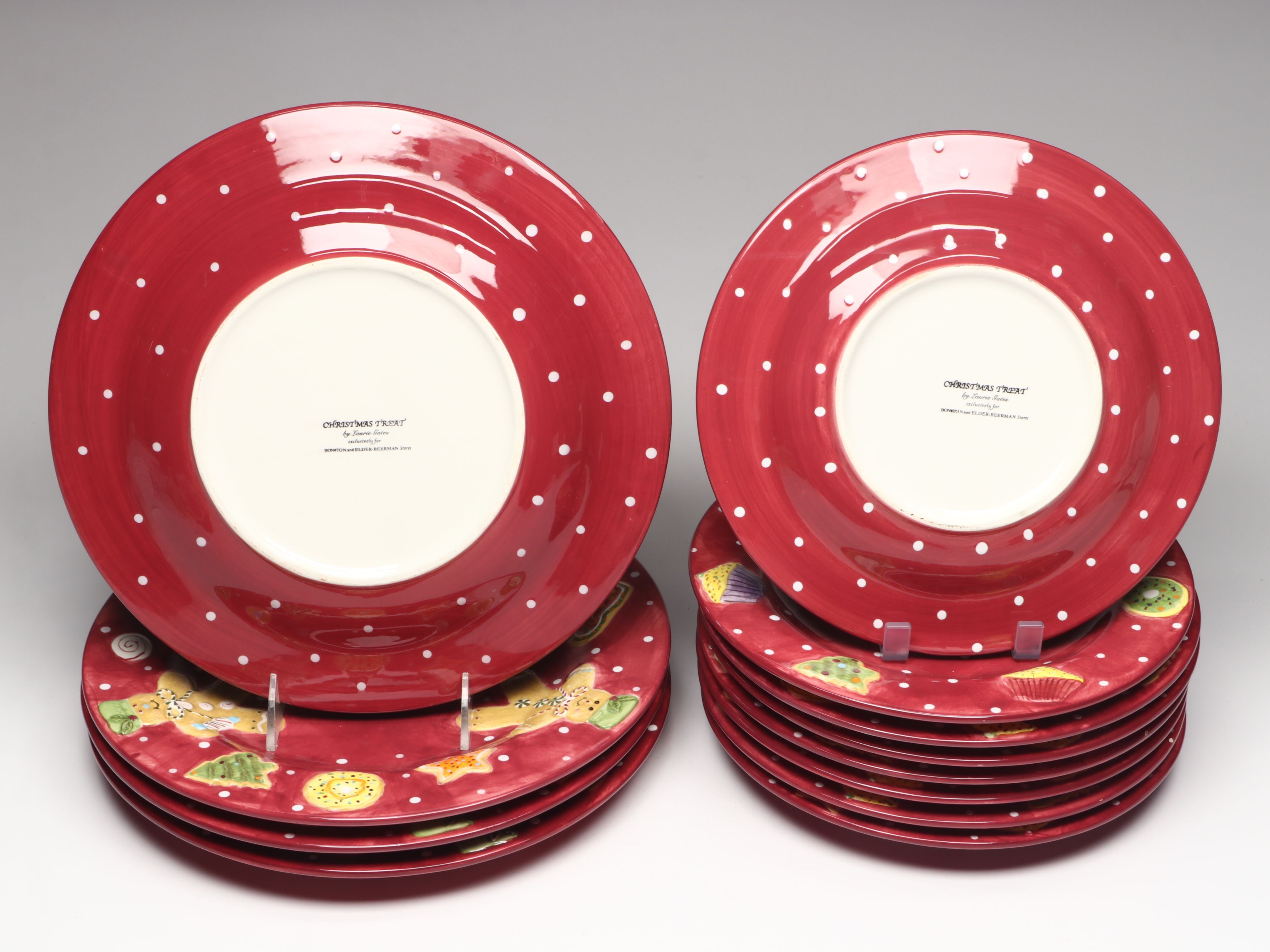 Laurie Gates "Christmas Treats" Dinnerware with Rustic Gingerbread Wall Hangings