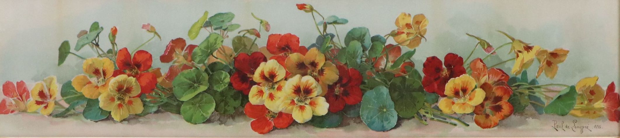 After Paul de Longpré Floral Chromolithograph of Nasturtiums