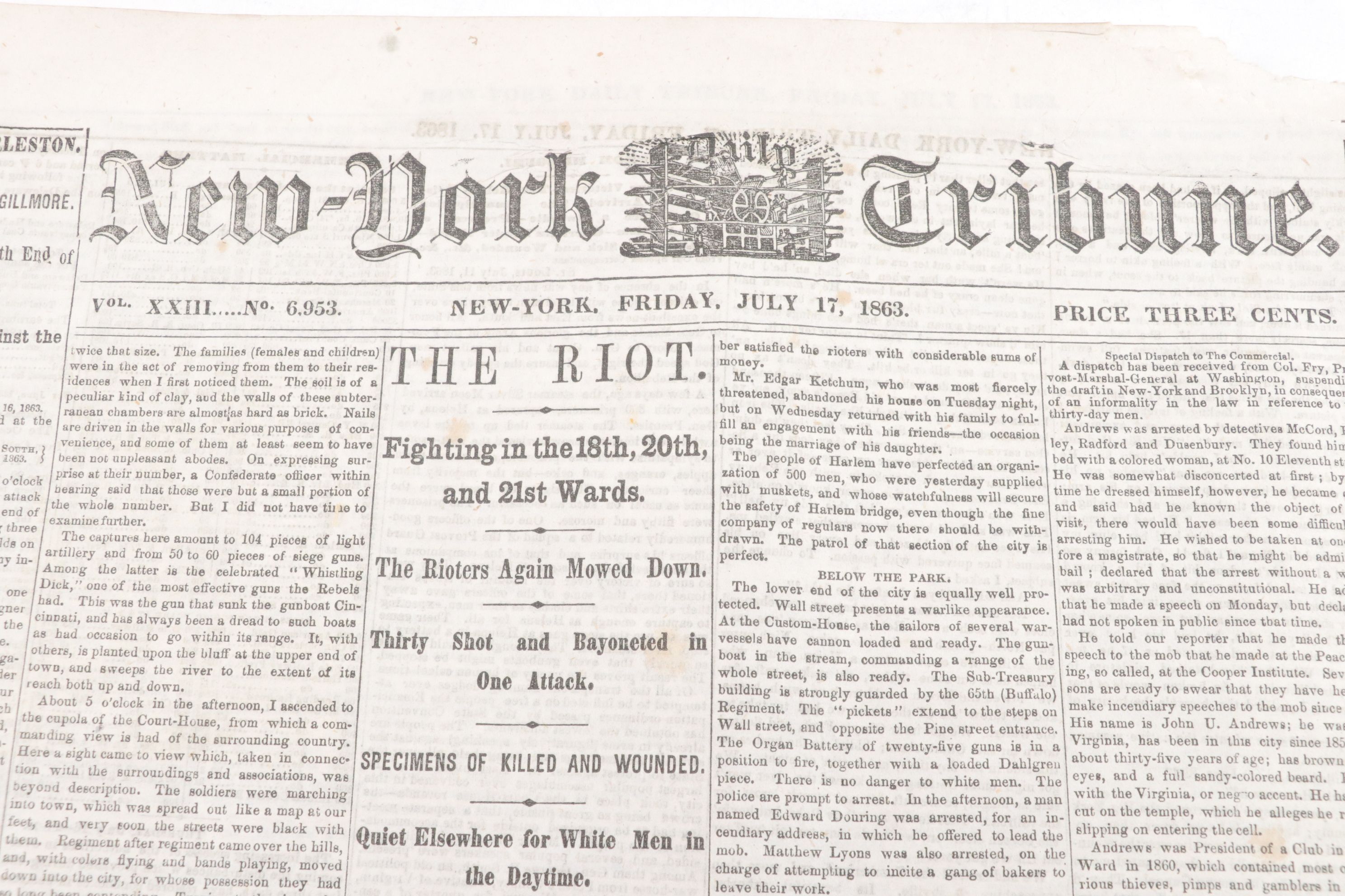 Collection of "New-York Tribune" Newspaper, Mid-19th Century