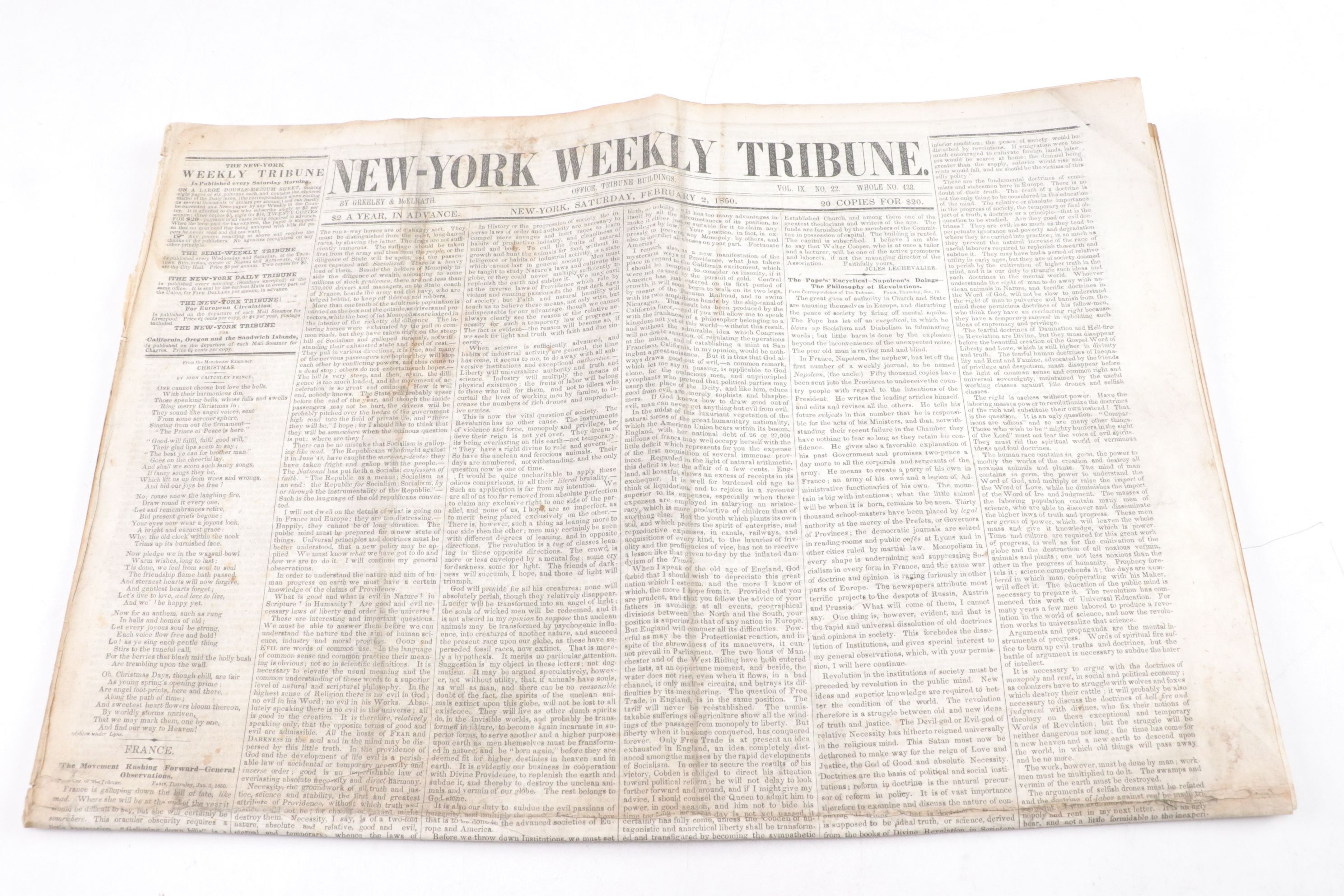 Collection of "New-York Tribune" Newspaper, Mid-19th Century