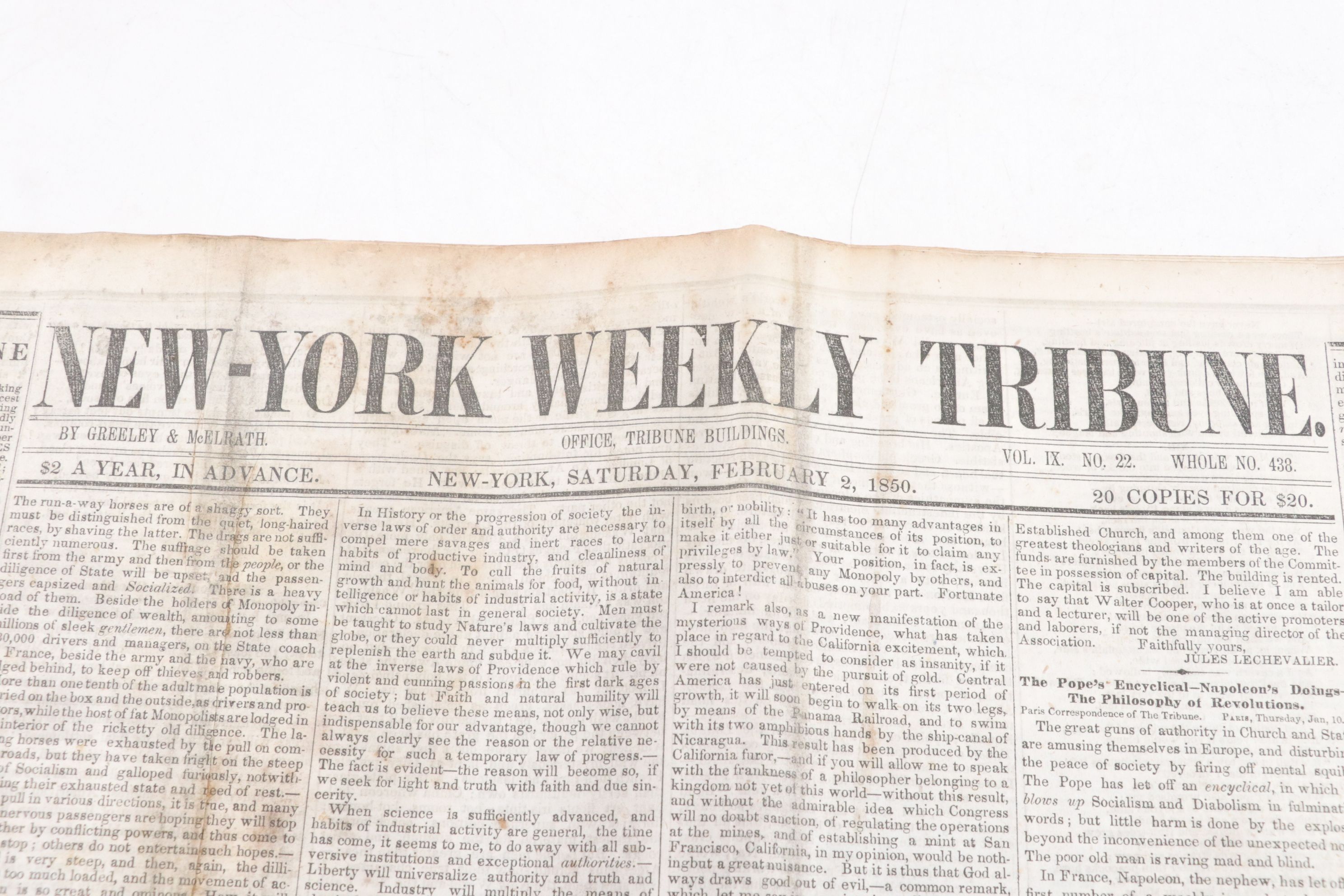 Collection of "New-York Tribune" Newspaper, Mid-19th Century