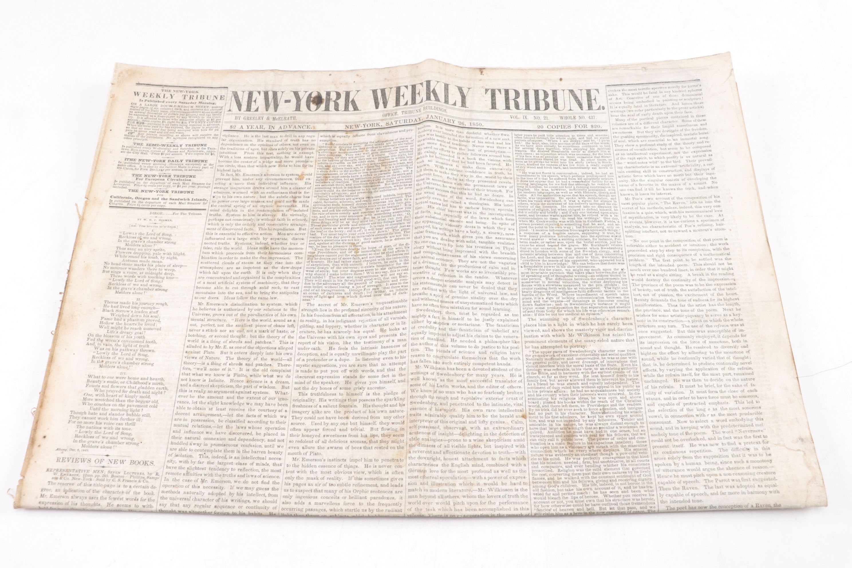 Collection of "New-York Tribune" Newspaper, Mid-19th Century