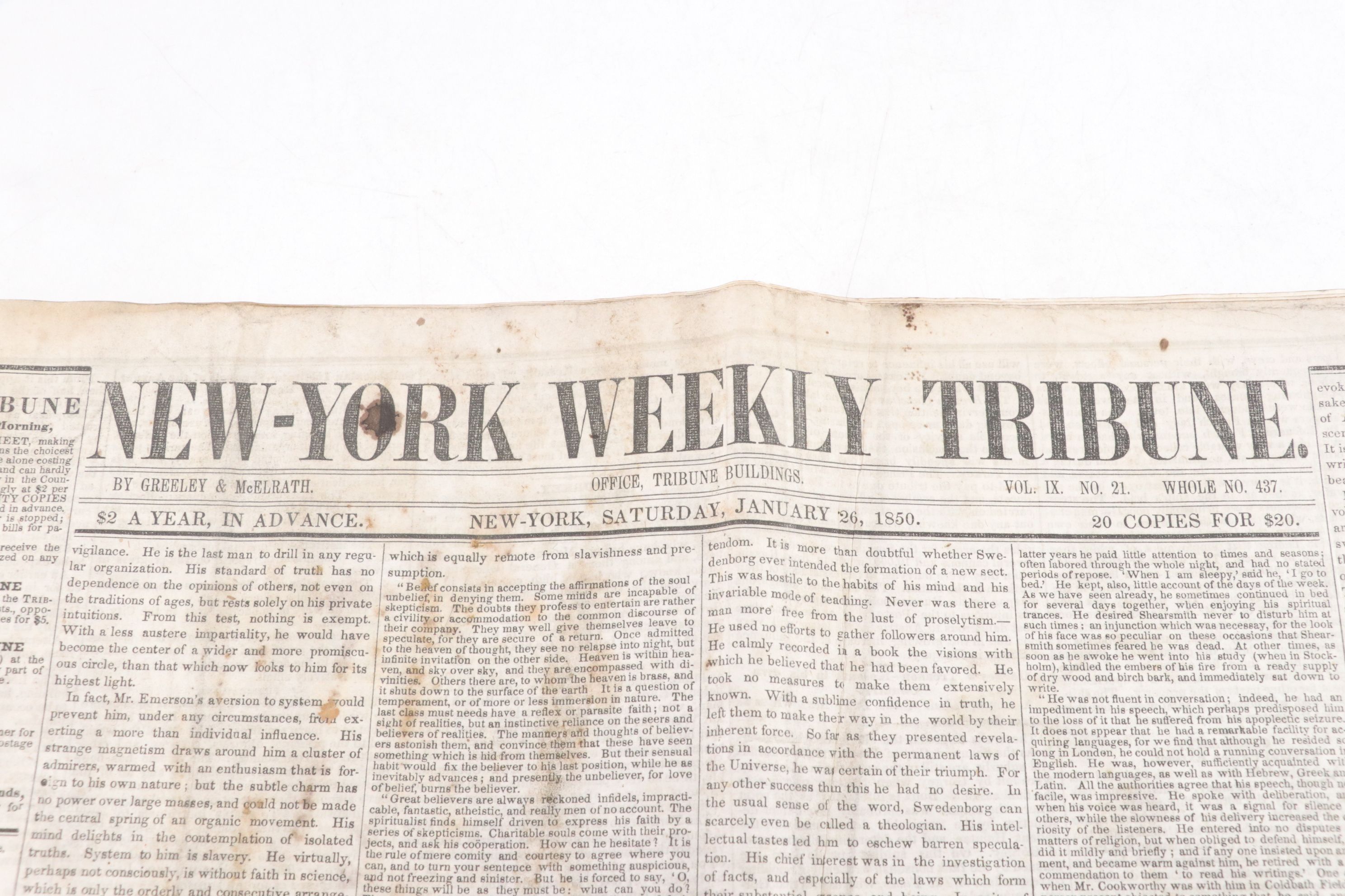 Collection of "New-York Tribune" Newspaper, Mid-19th Century