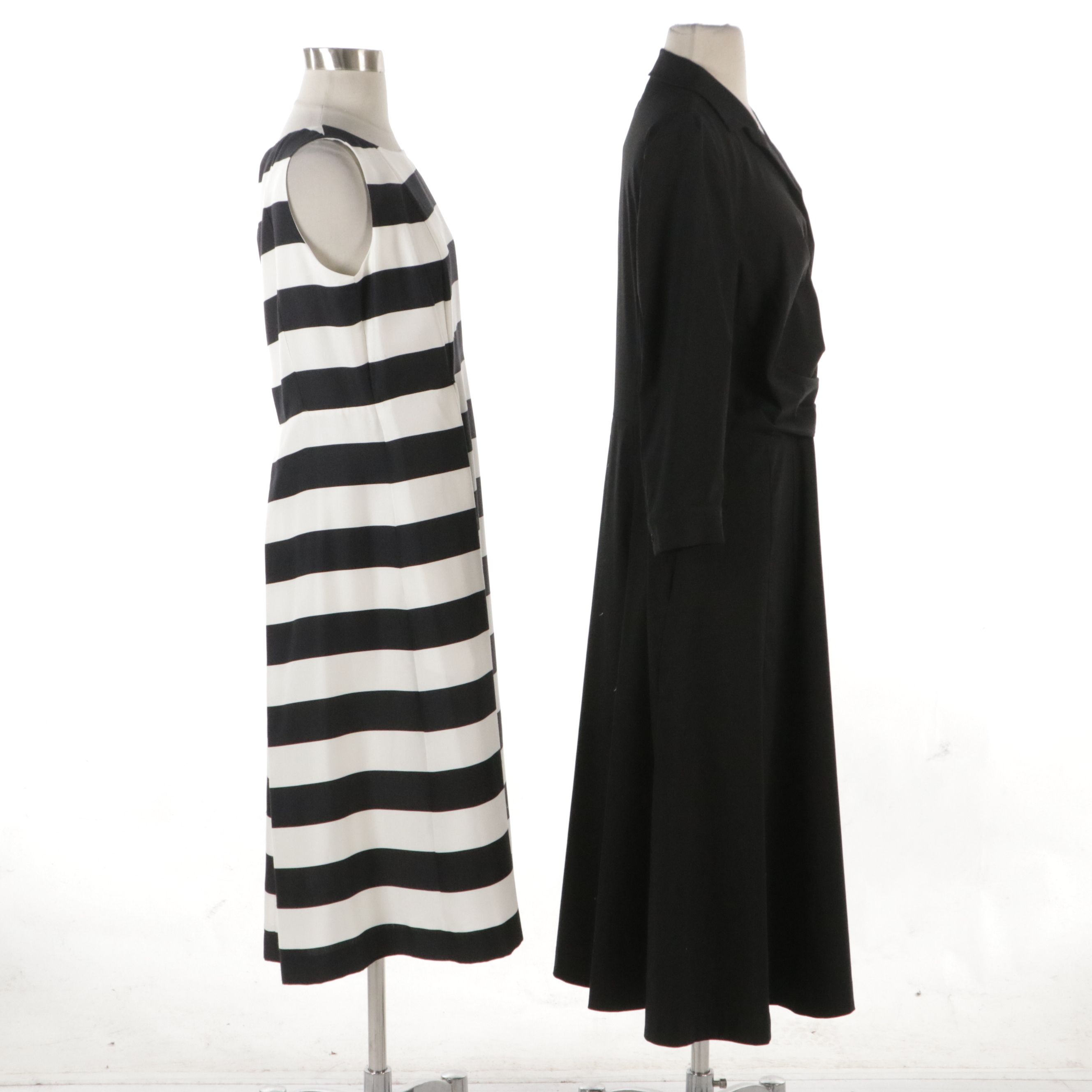 Lafayette 148 New York Striped Silk Sleeveless Dress and Black Dress with Tags