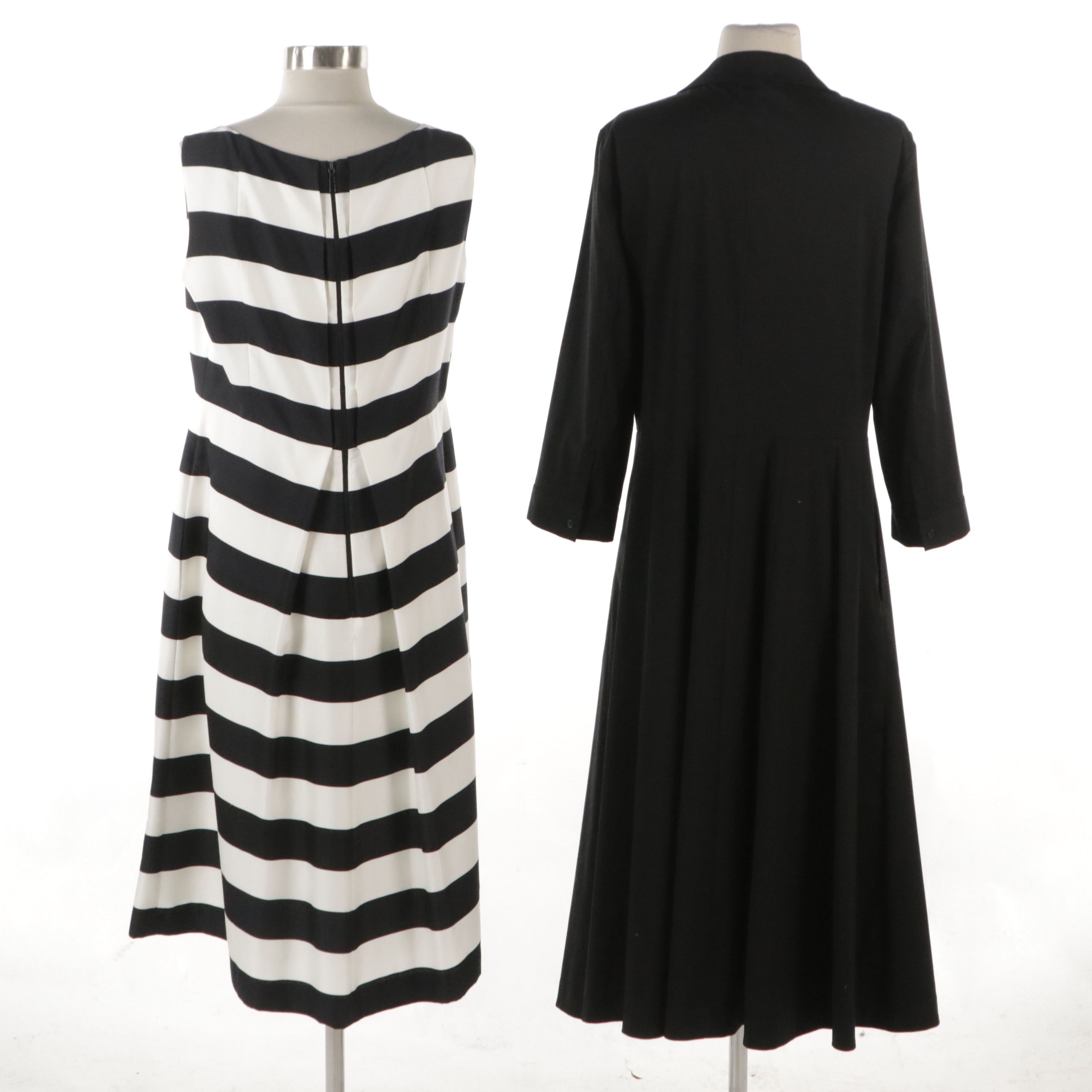 Lafayette 148 New York Striped Silk Sleeveless Dress and Black Dress with Tags
