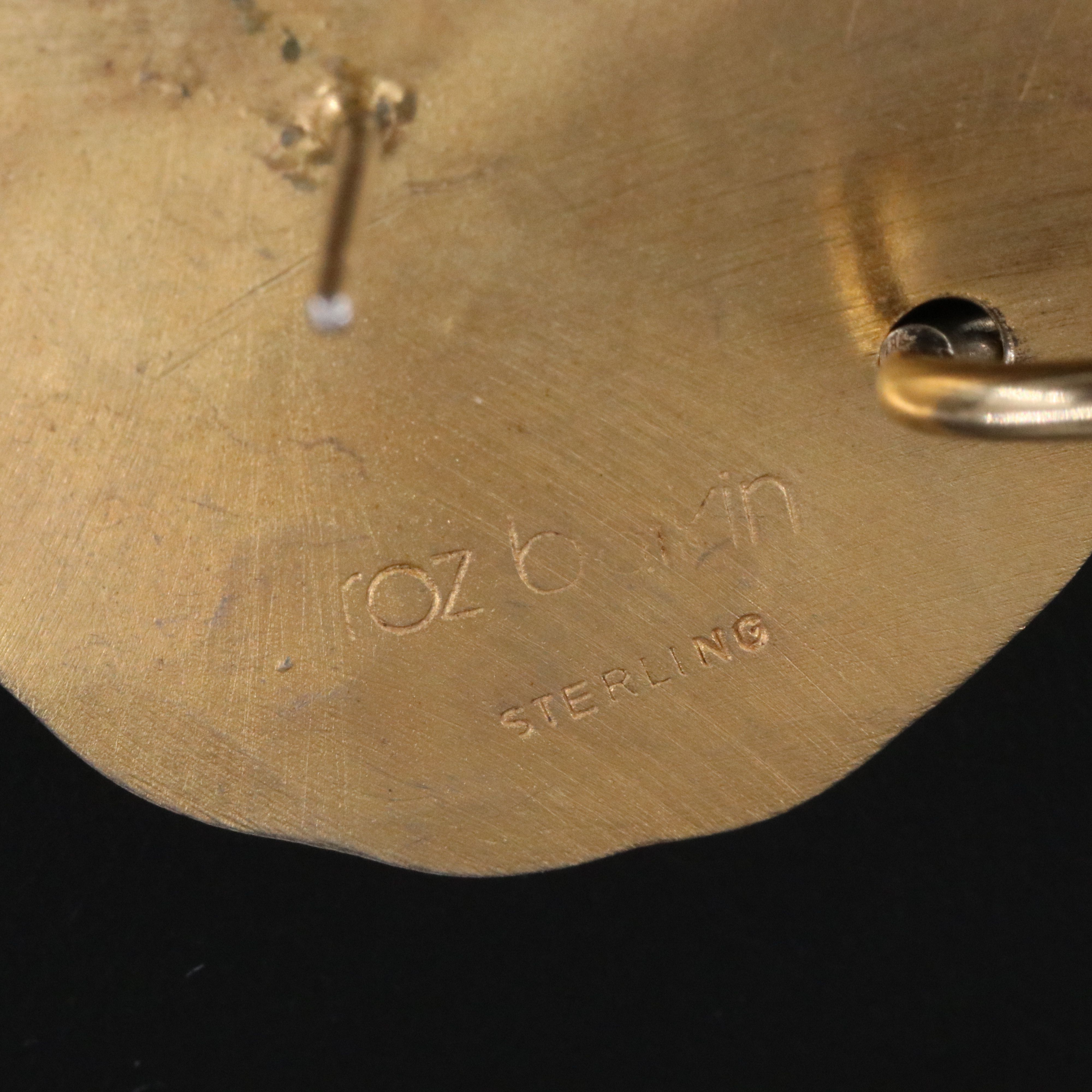 Roz Balkin Sterling Hammered Disc Drop Earrings with Rose Quartz and Sapphire