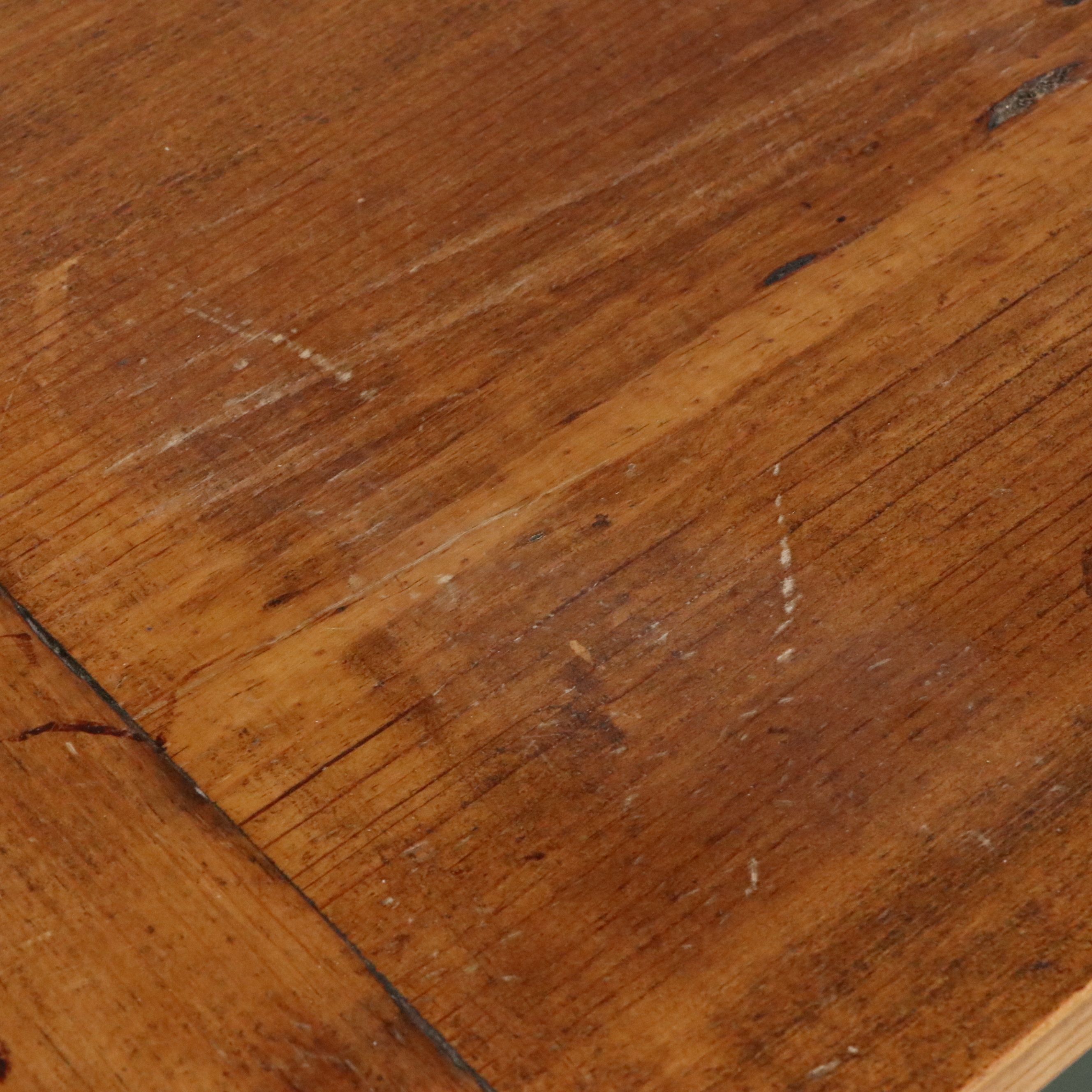 American Primitive Painted Pine Trestle Base Utility Table, 20th Century