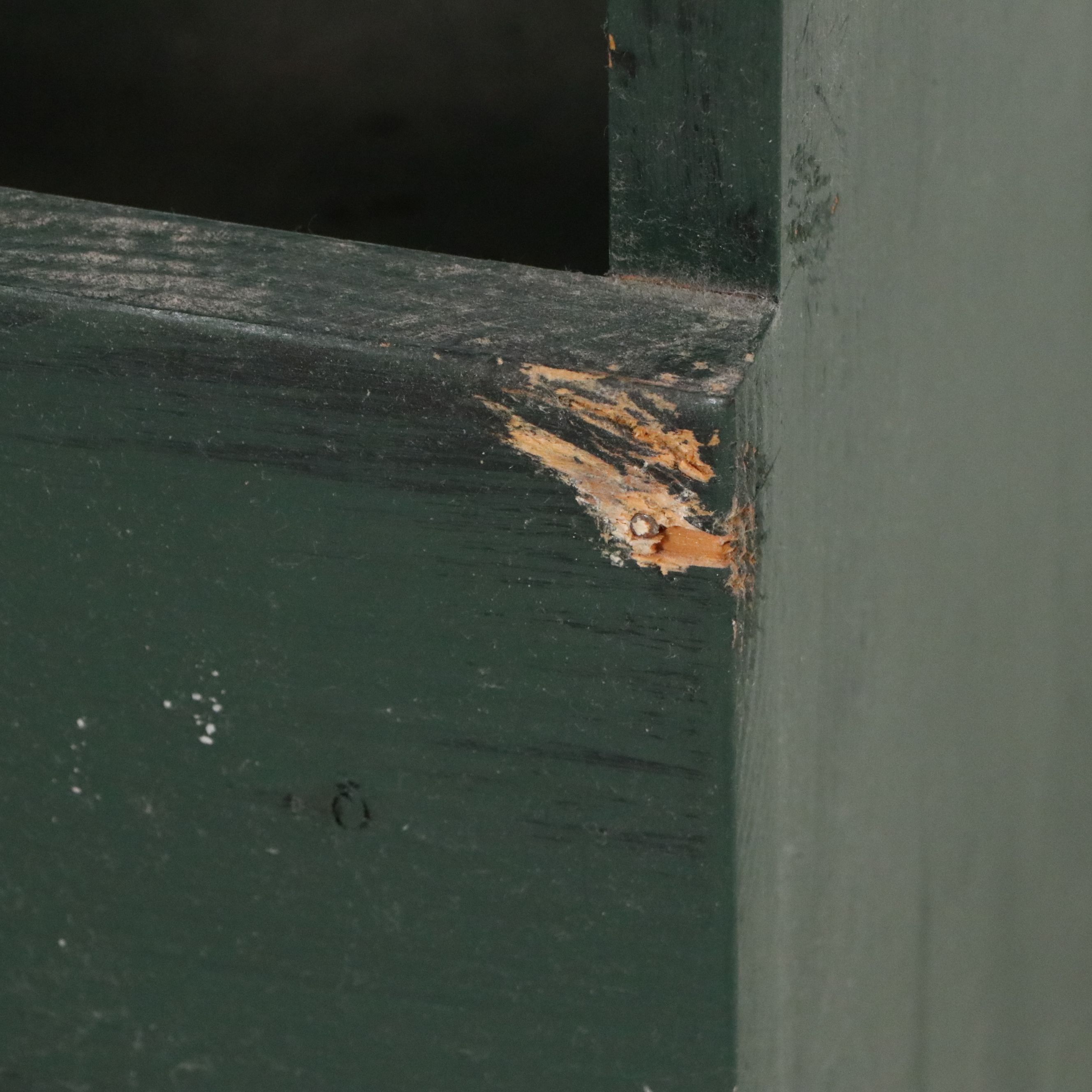 American Primitive Painted Pine Trestle Base Utility Table, 20th Century