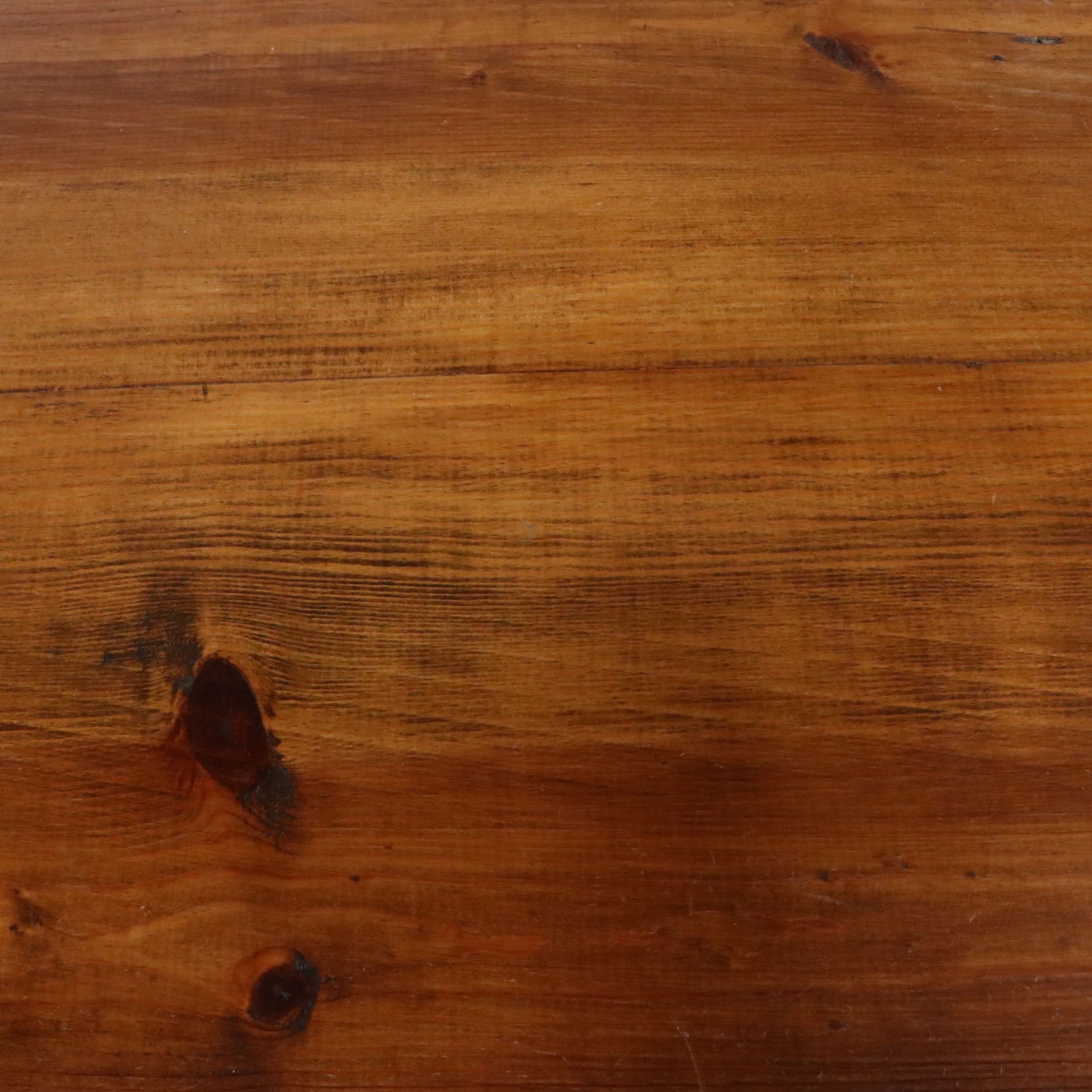 American Primitive Painted Pine Trestle Base Utility Table, 20th Century