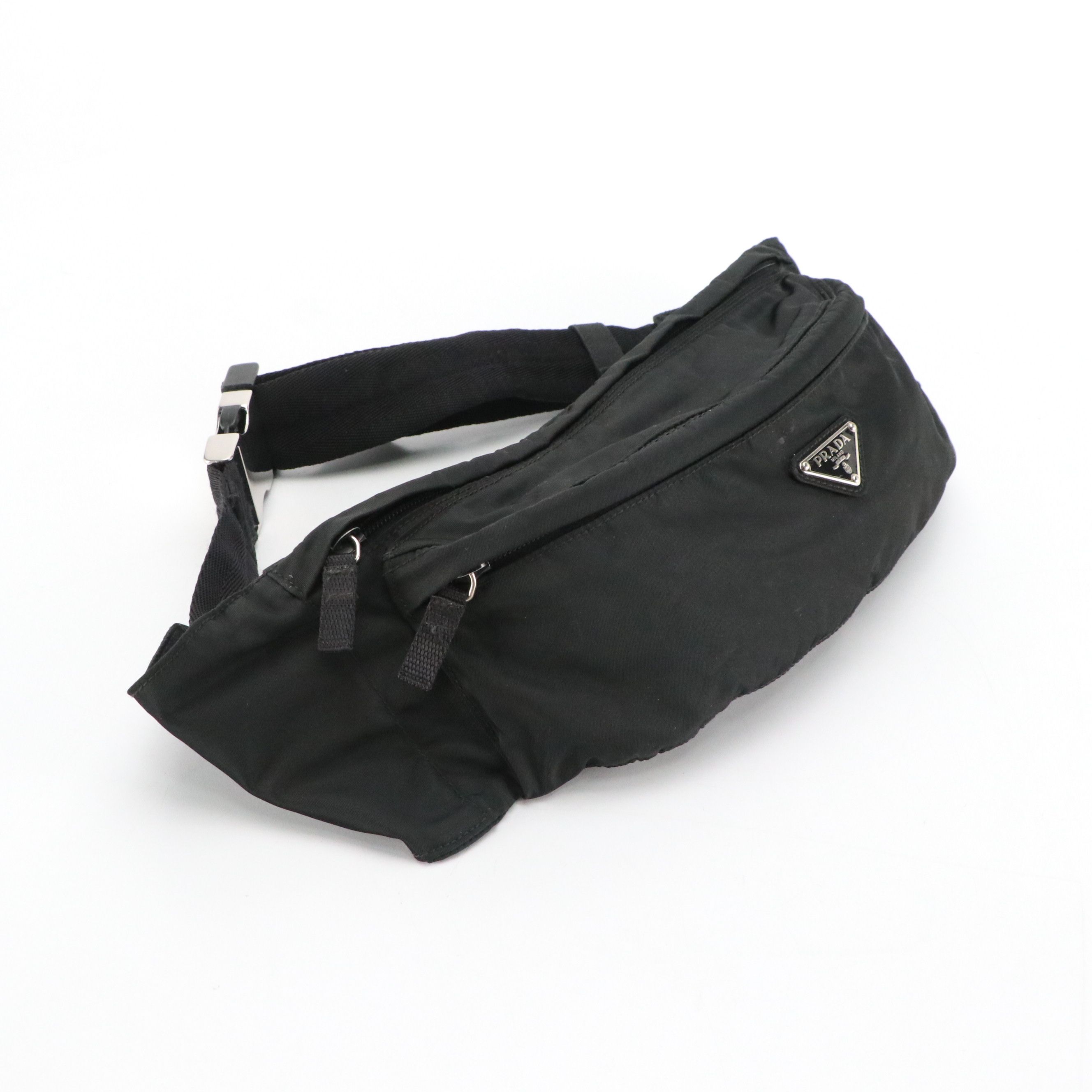 Prada Double Pocket Waist/Belt Bag in Black Tessuto Nylon