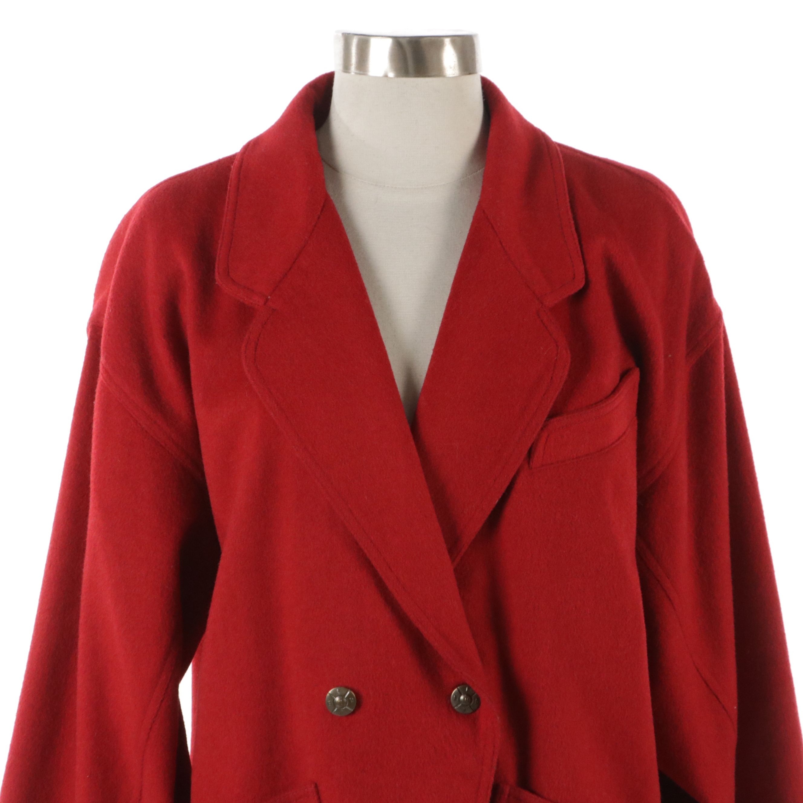 Fendi Red Wool Blend Double-Breasted Coat