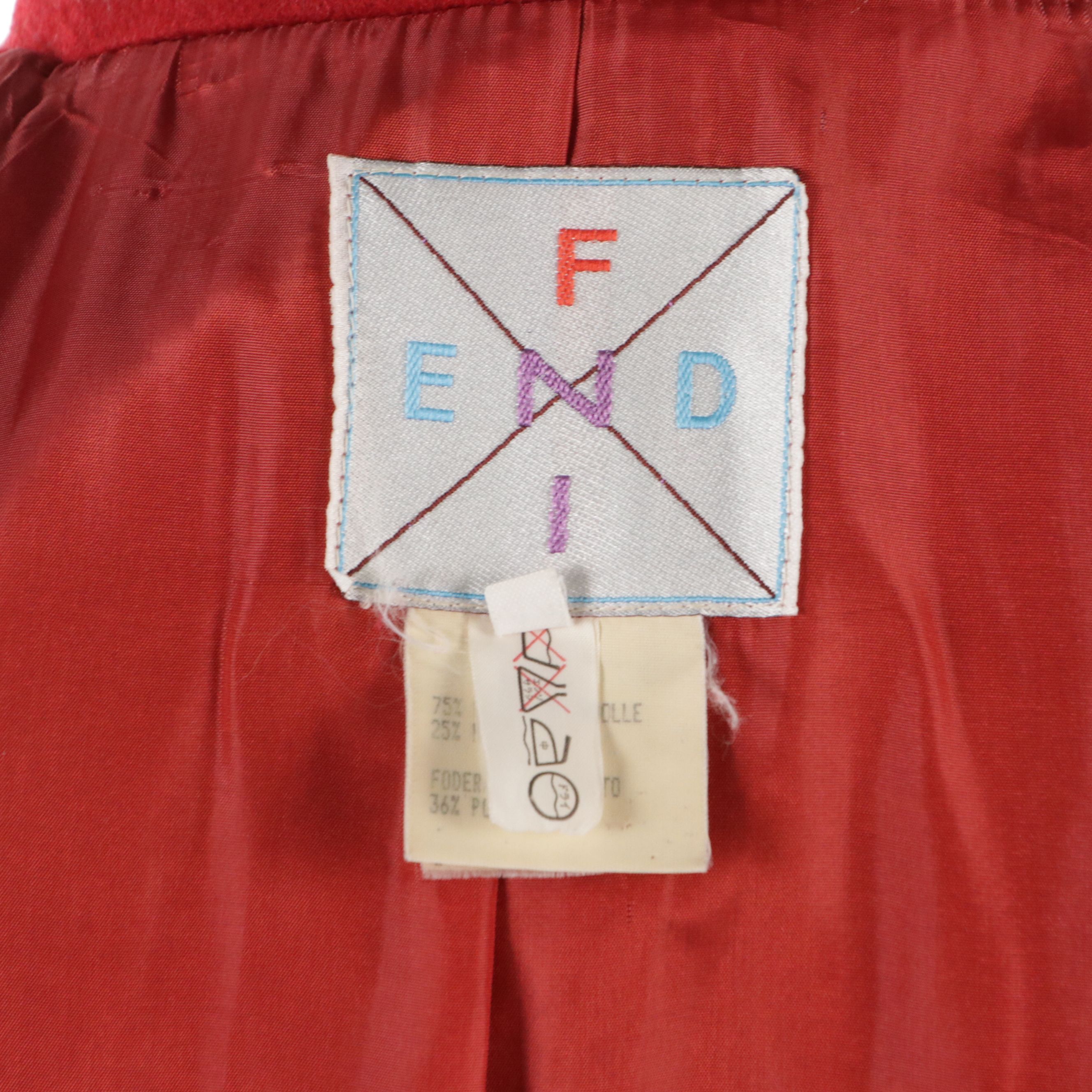 Fendi Red Wool Blend Double-Breasted Coat