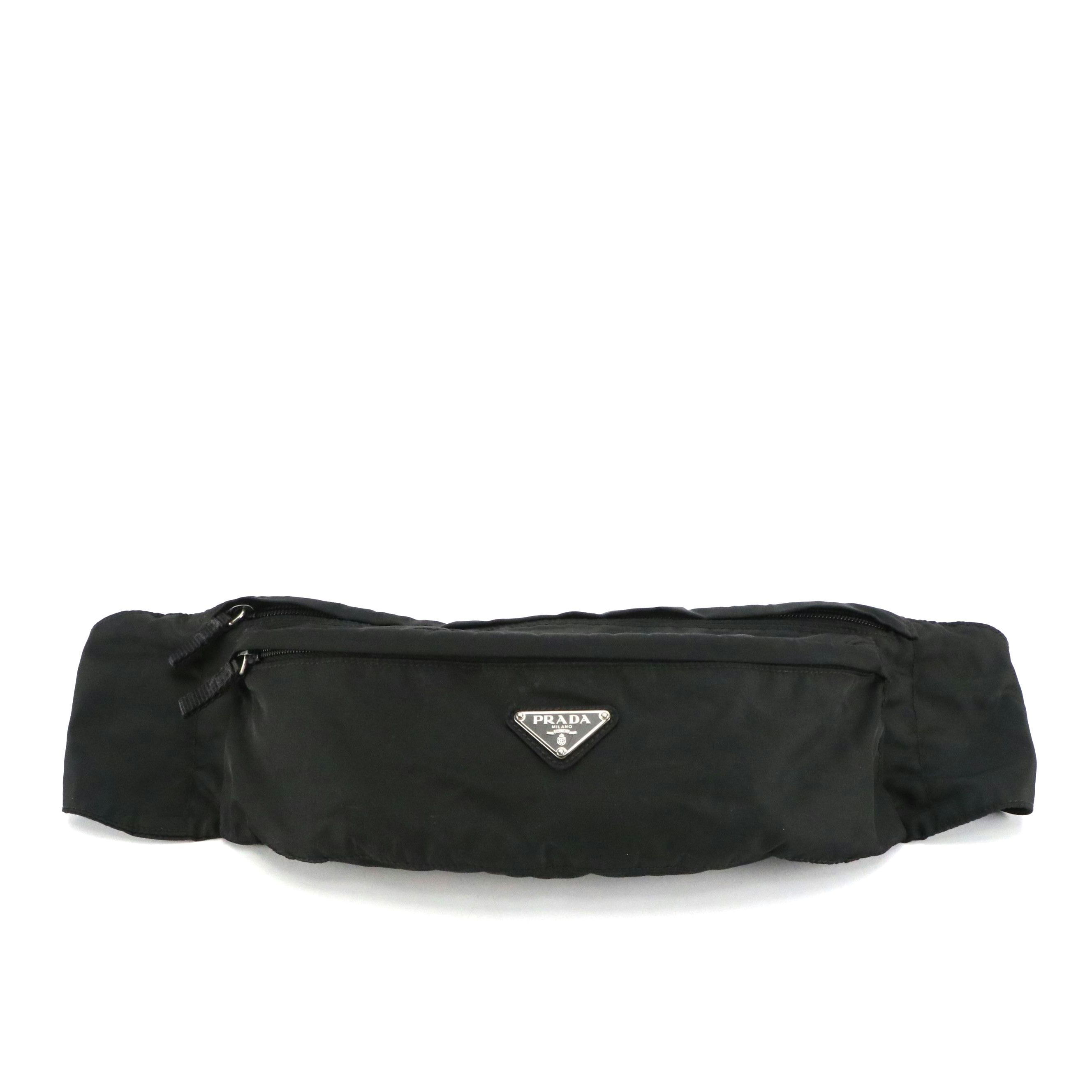 Prada Double Pocket Waist/Belt Bag in Black Tessuto Nylon