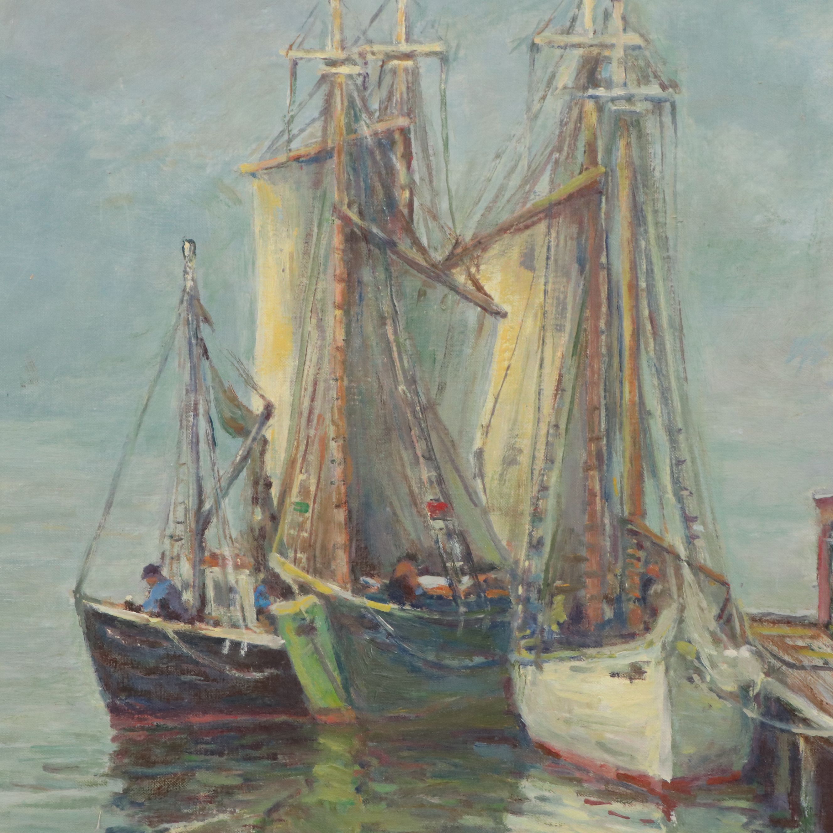 William Alan Couper Oil Painting "Early Morning Fog, Gloucester Harbor"
