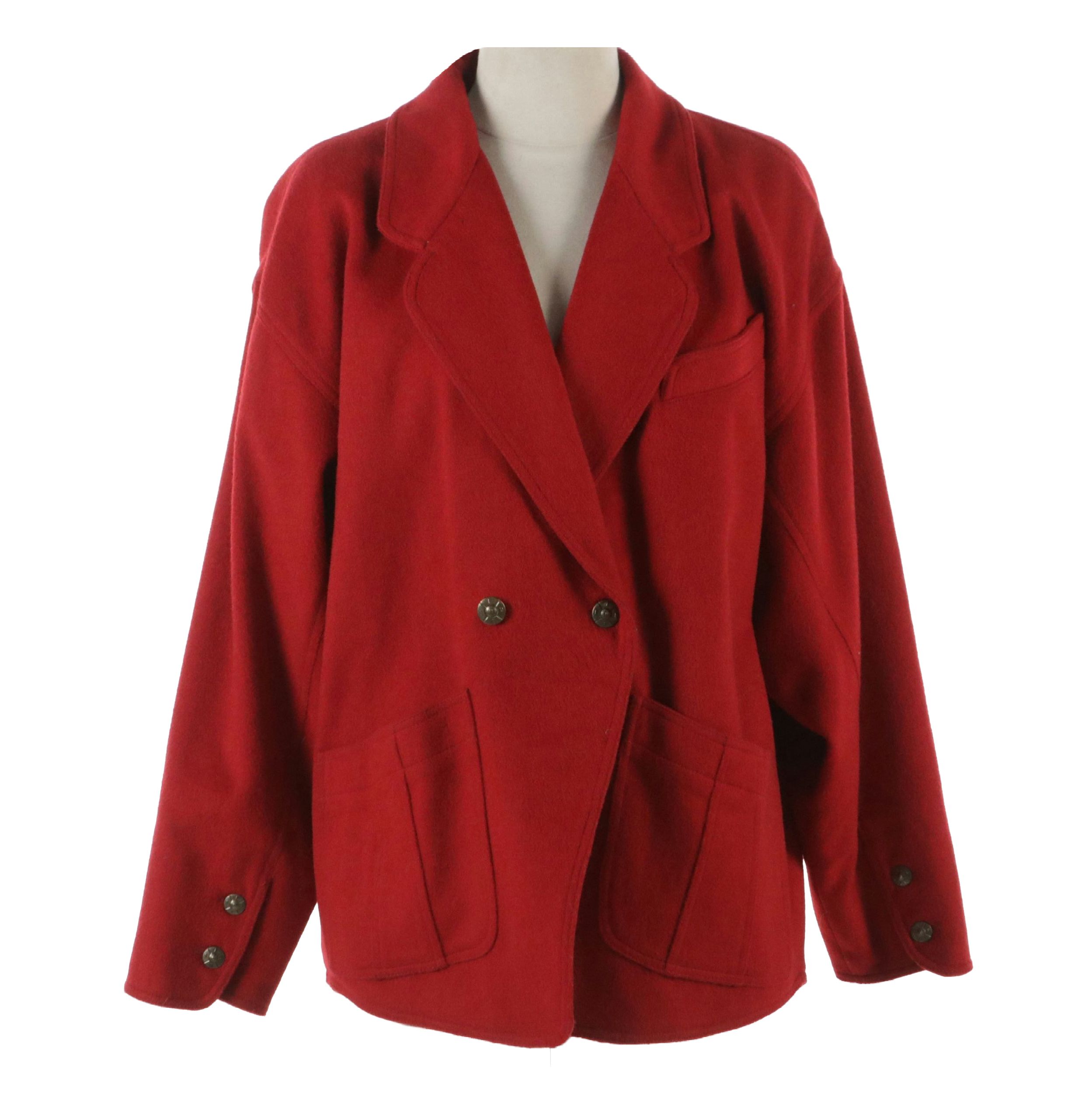 Fendi Red Wool Blend Double-Breasted Coat