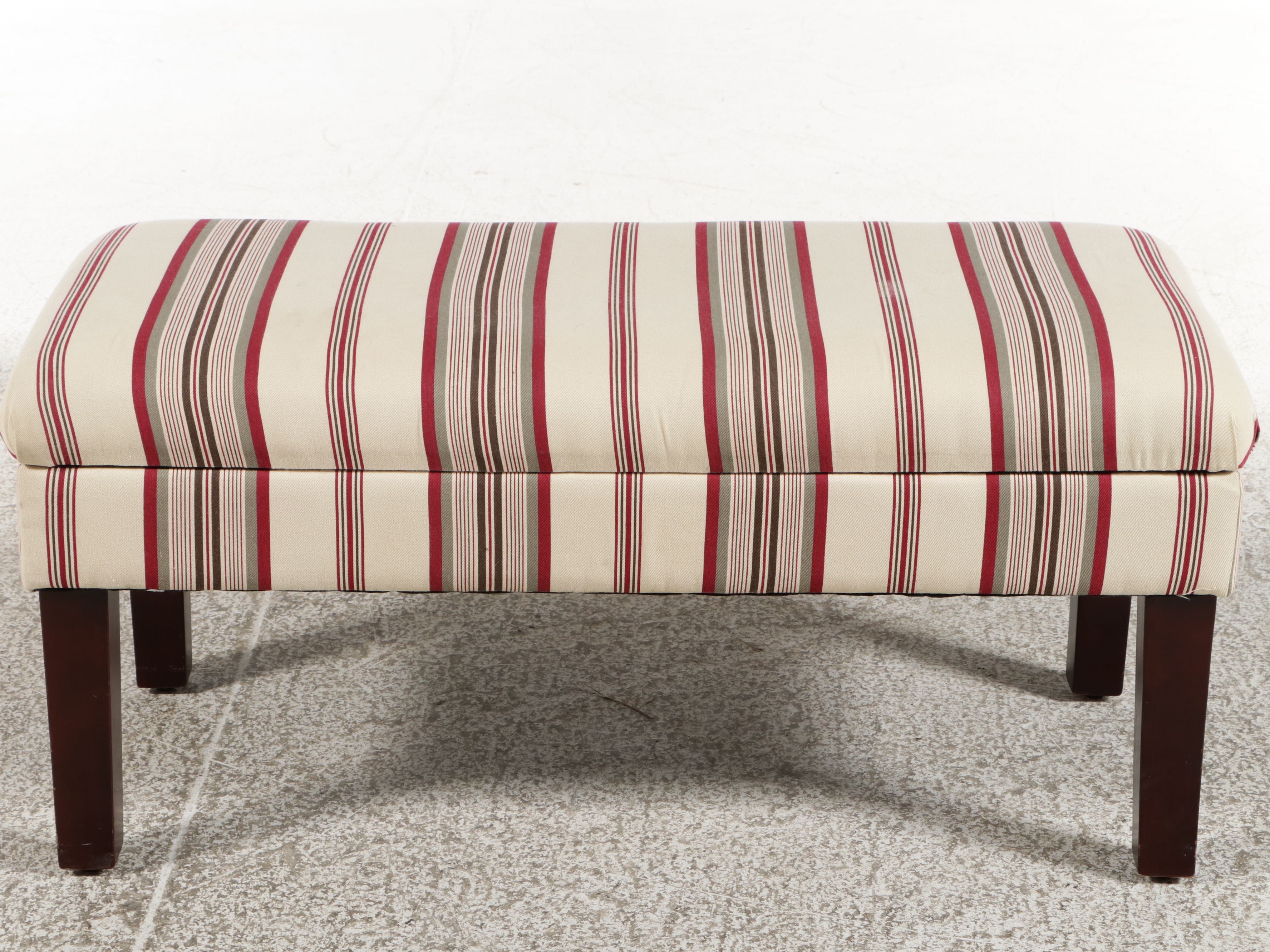 Striped Upholstered Storage Bench, 21st Century