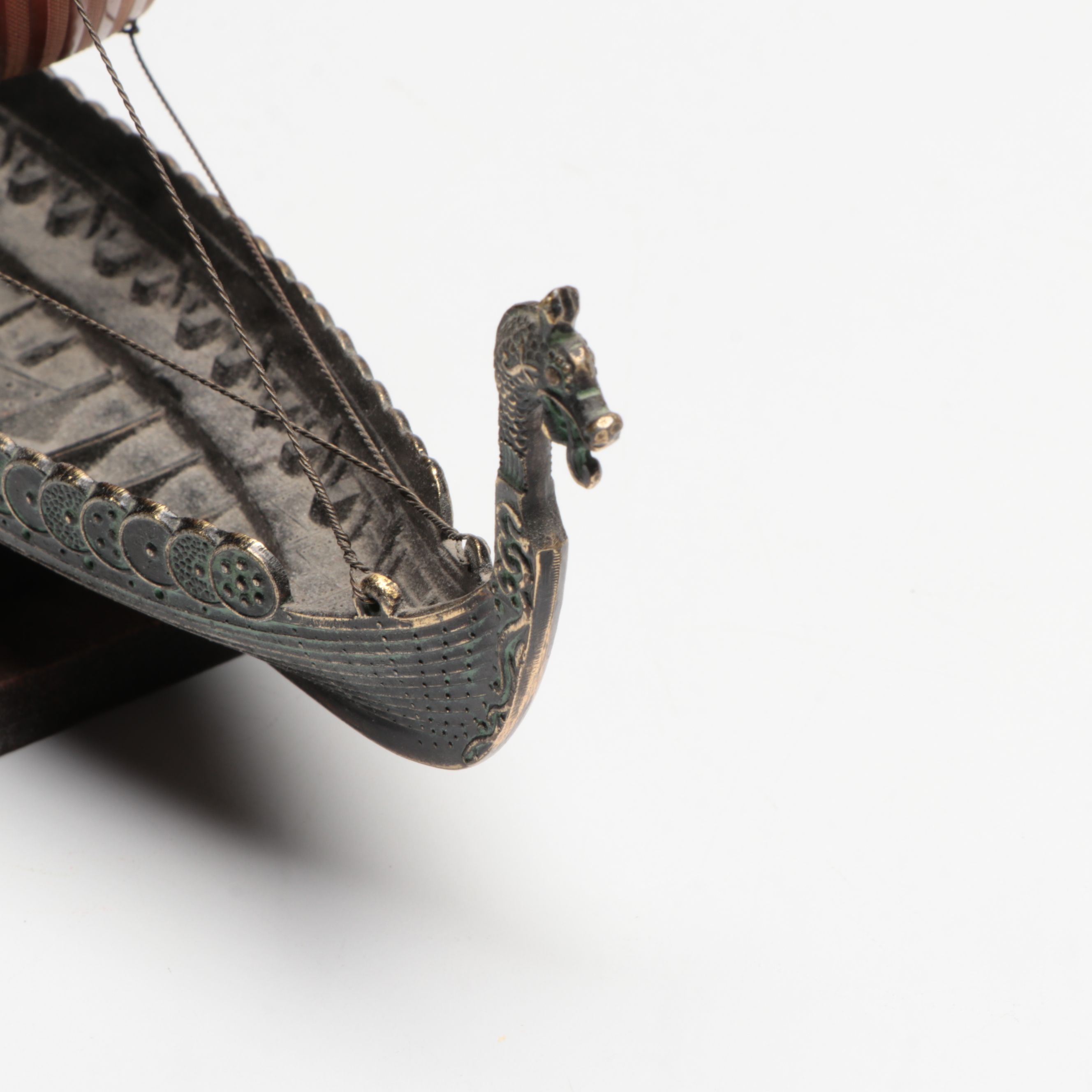 Handcrafted Wood Schooner Sailboat and Metal Viking Boats