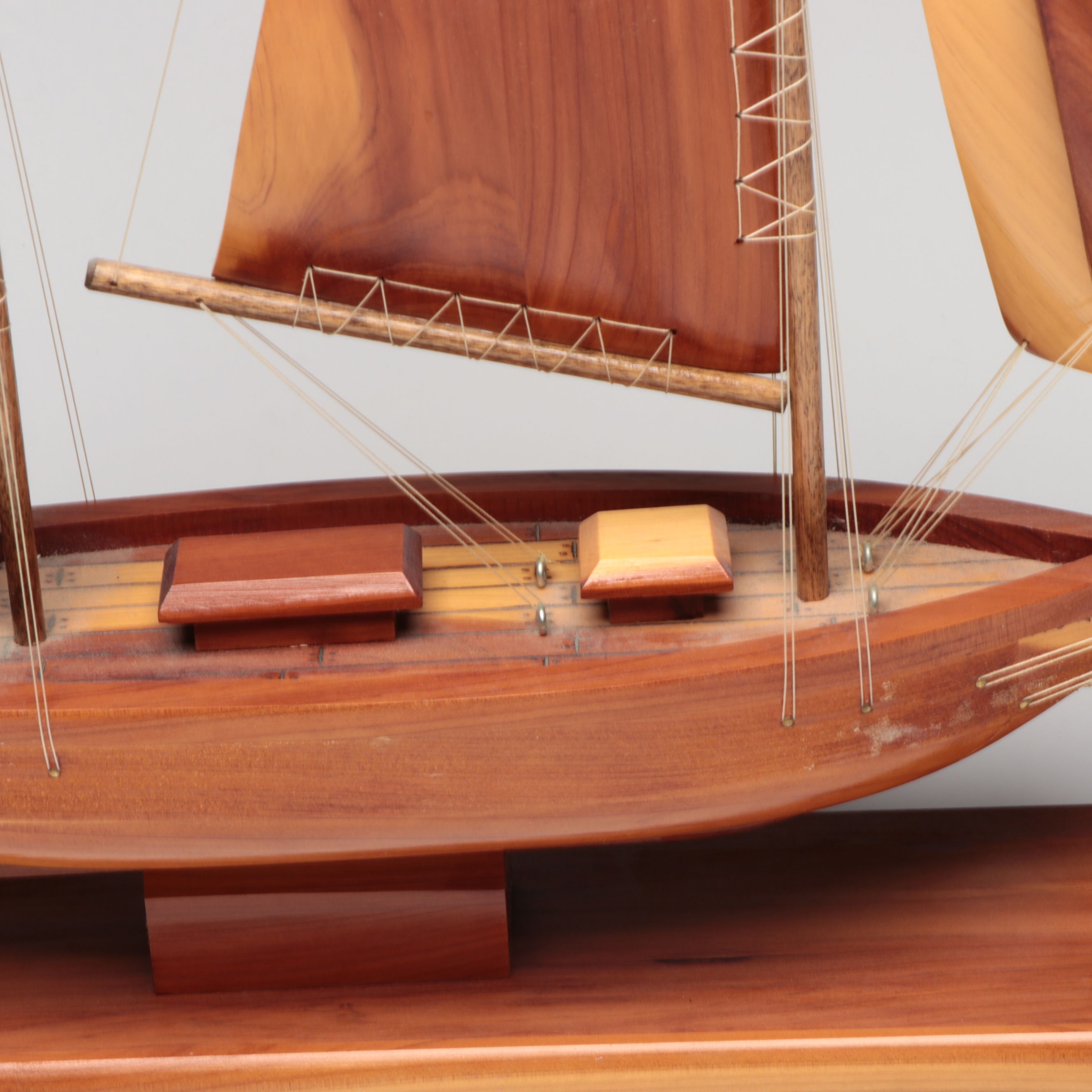 Handcrafted Wood Schooner Sailboat and Metal Viking Boats