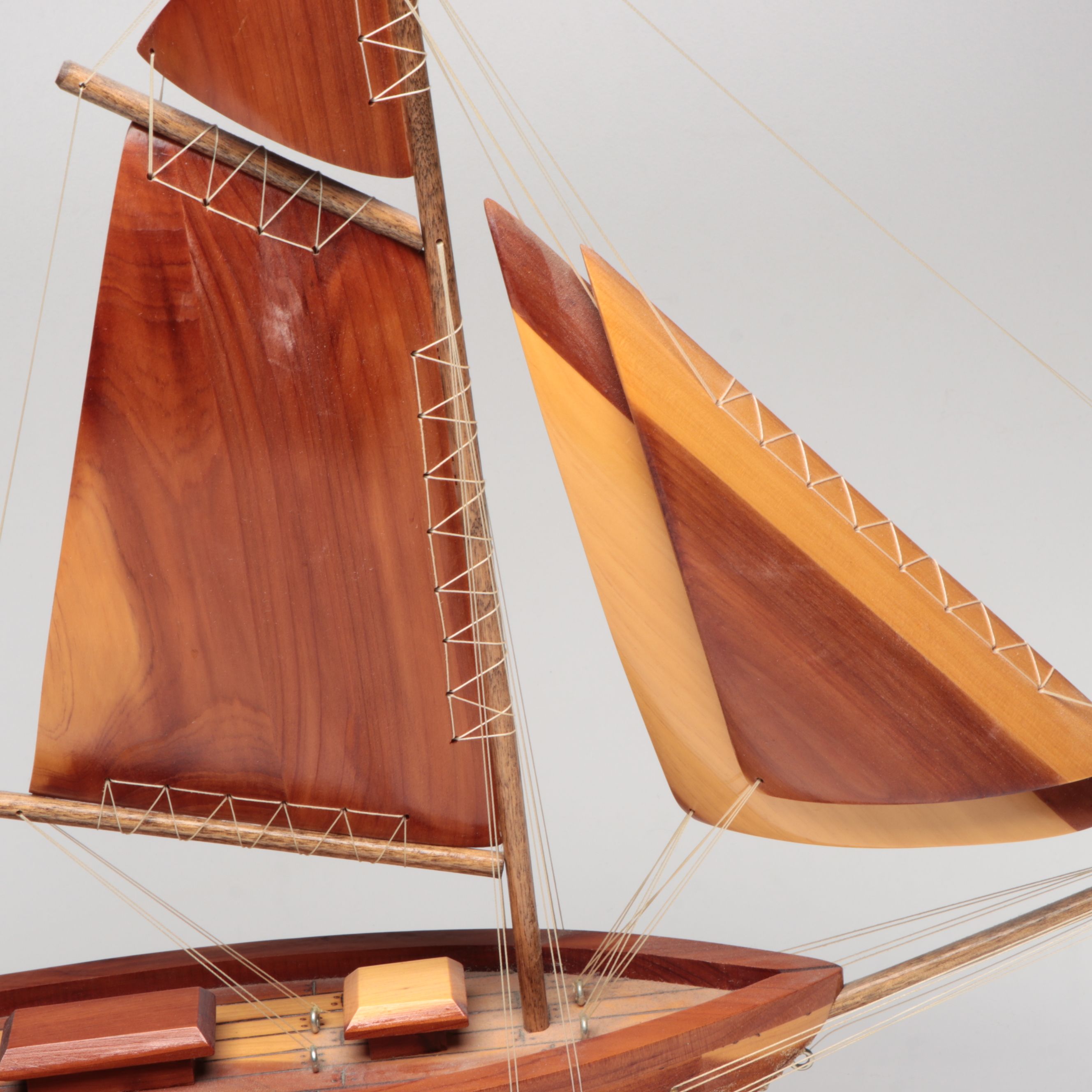 Handcrafted Wood Schooner Sailboat and Metal Viking Boats