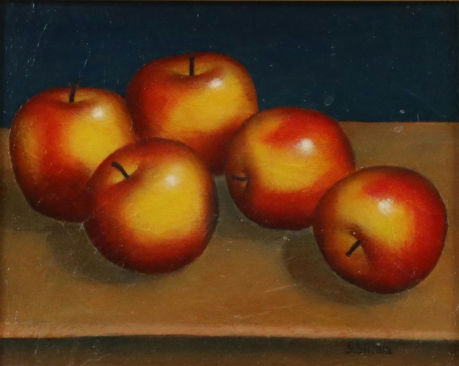 Sarah Siltala Still Life Oil Painting of Scatttered Apples
