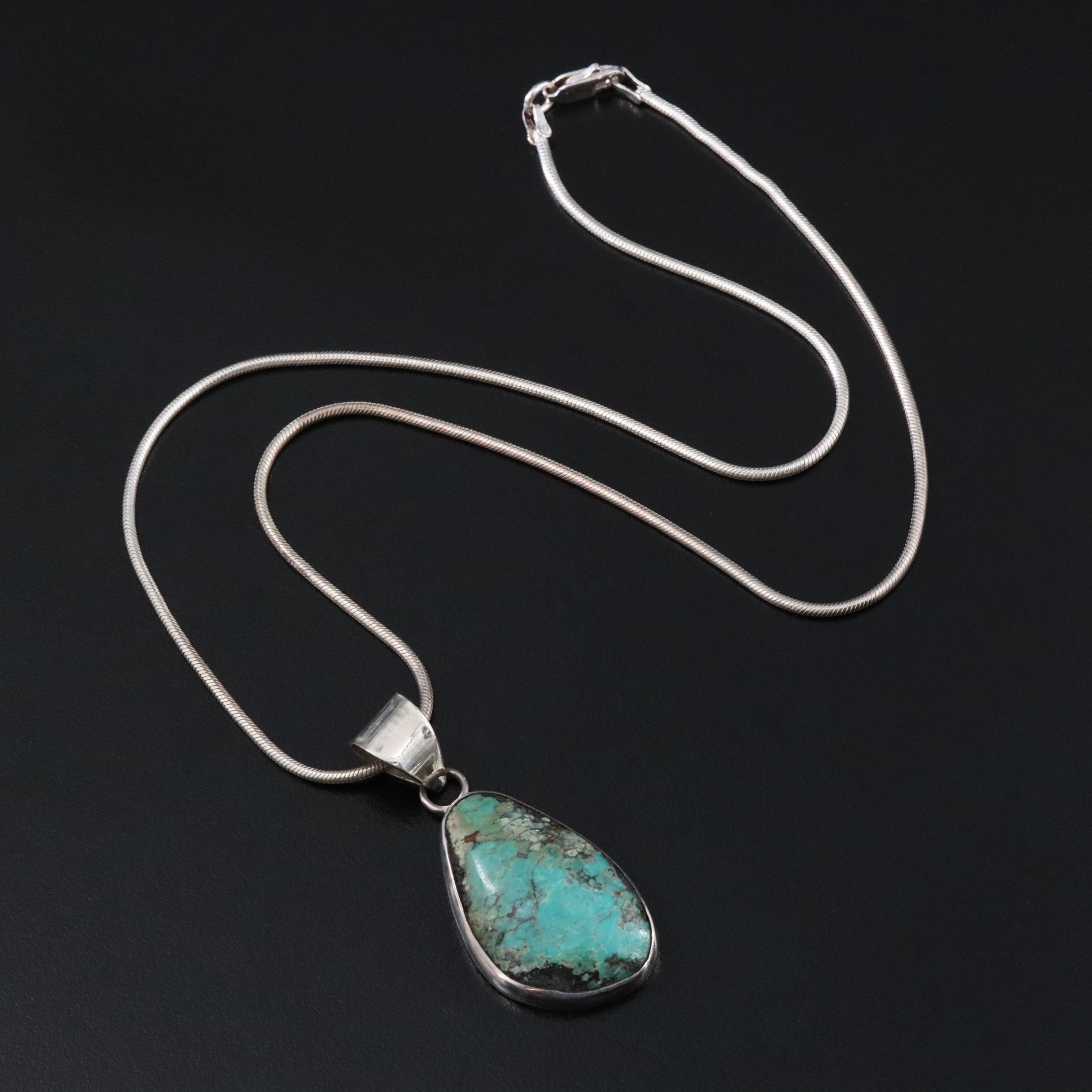 Sterling Turquoise Pendant Necklace