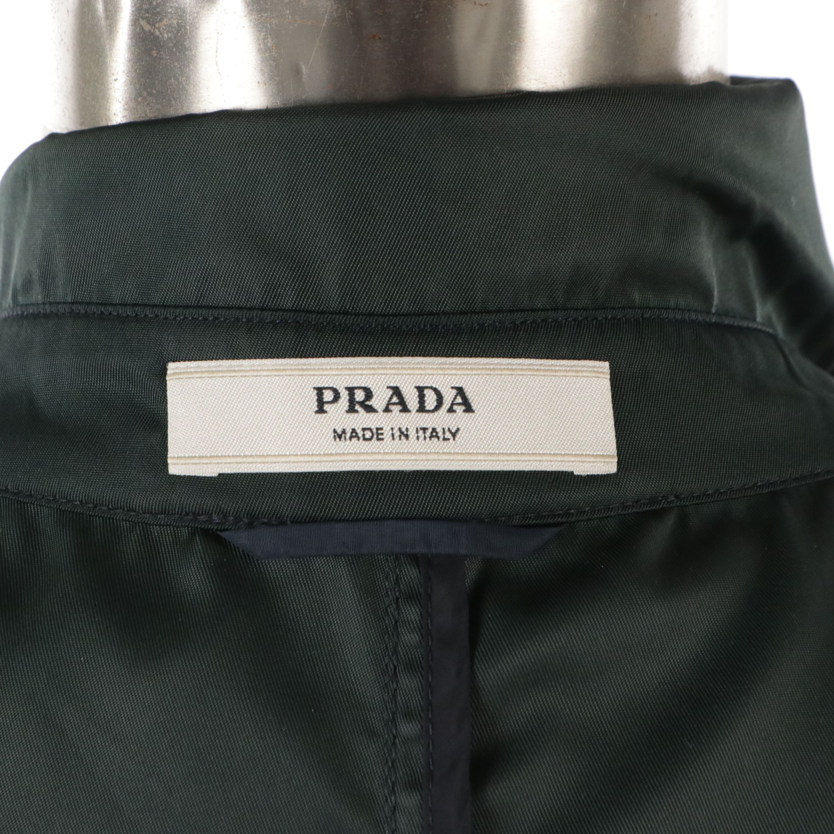 Prada Tessuto Nylon Zip and Snap-Front Belted Long Jacket