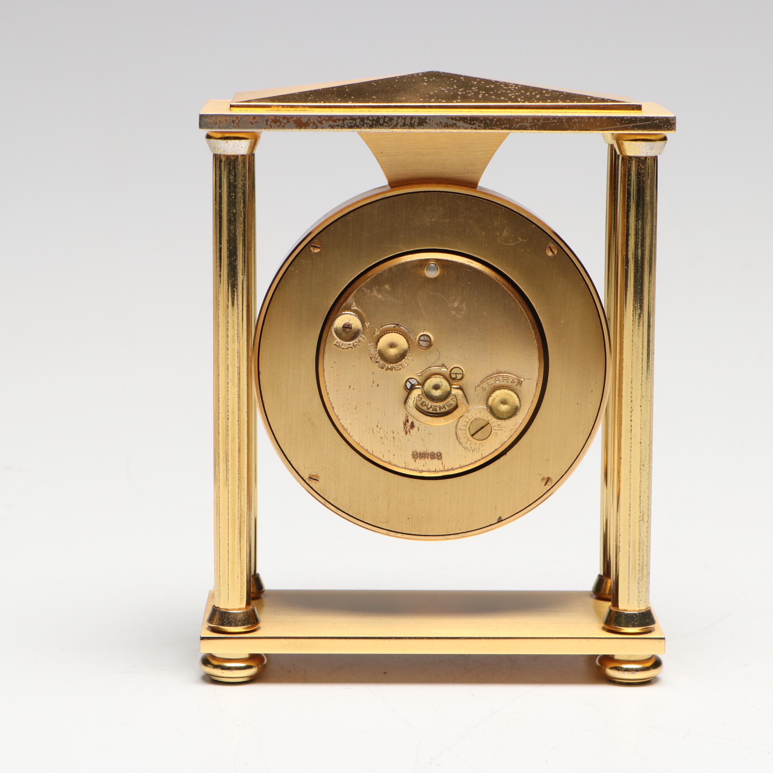 Cartier Neoclassical Style Brass Alarm Clock