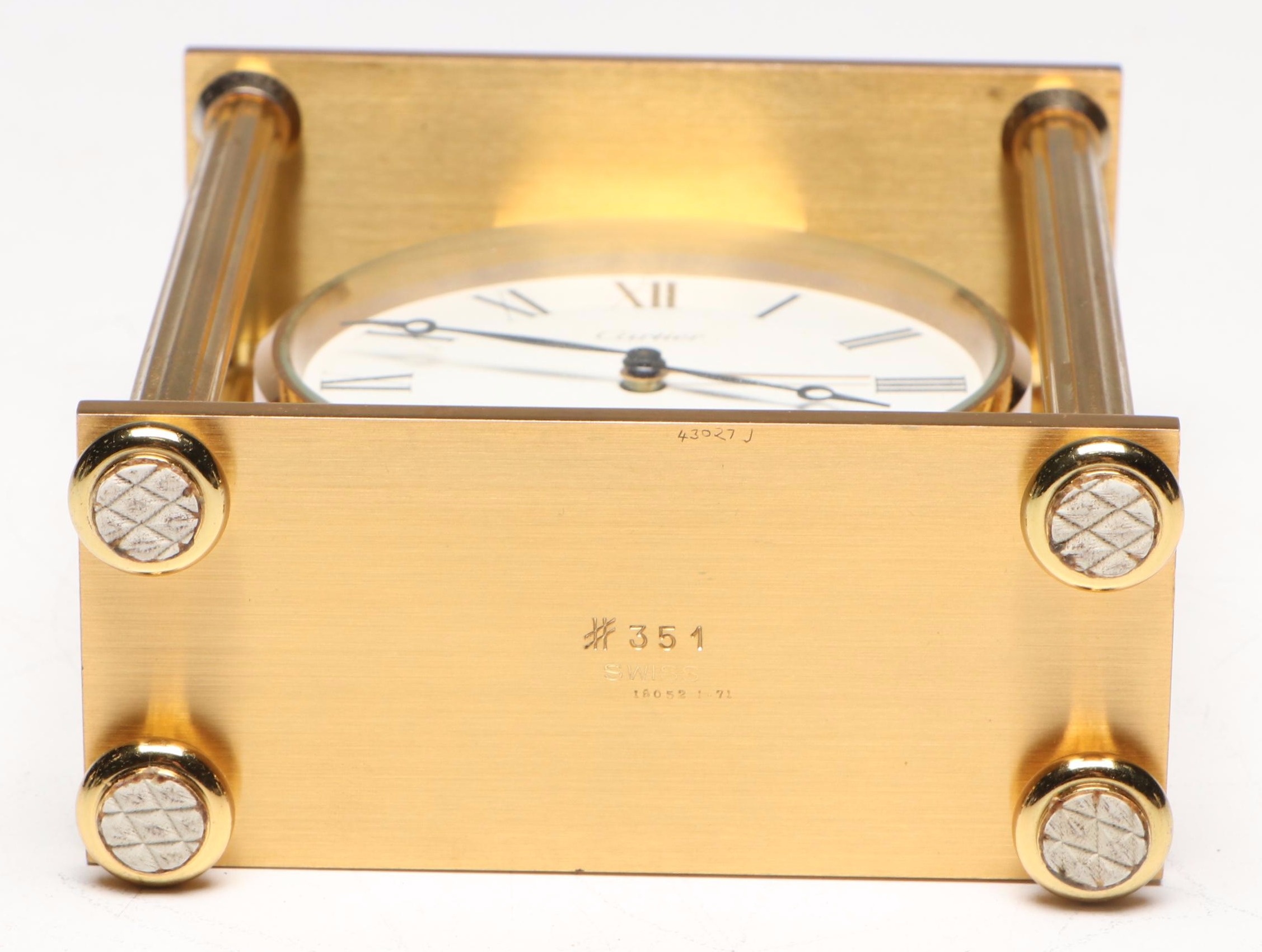 Cartier Neoclassical Style Brass Alarm Clock