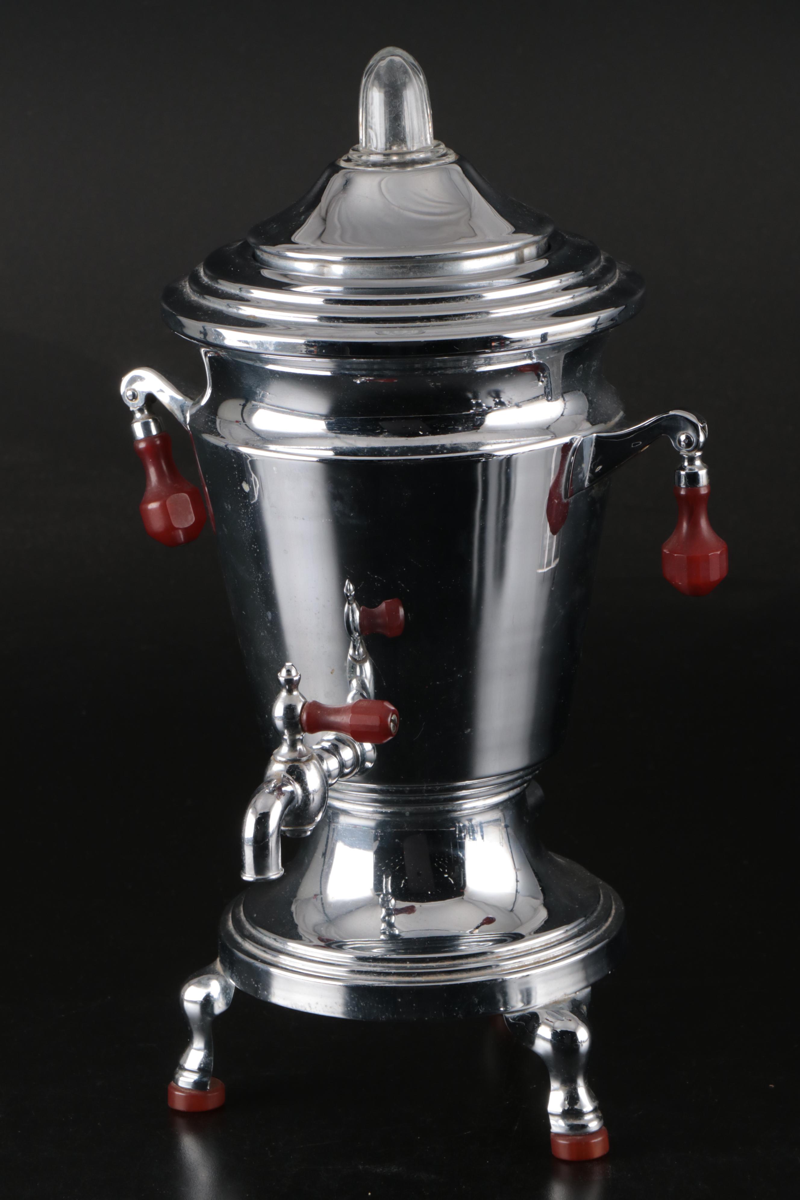 Farberware Art Deco Stainless Steel Coffee Percolator with Creamer and Sugar