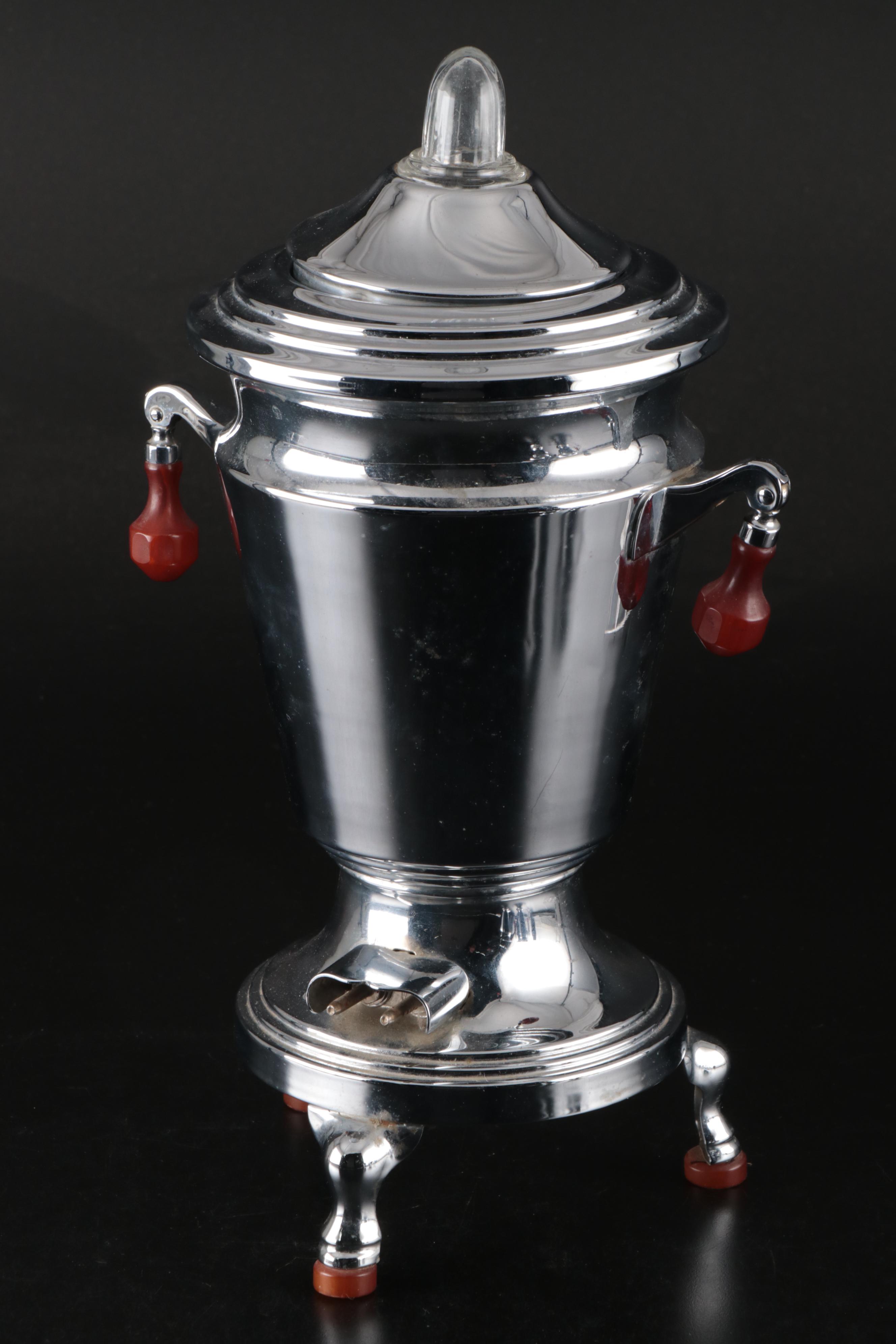 Farberware Art Deco Stainless Steel Coffee Percolator with Creamer and Sugar