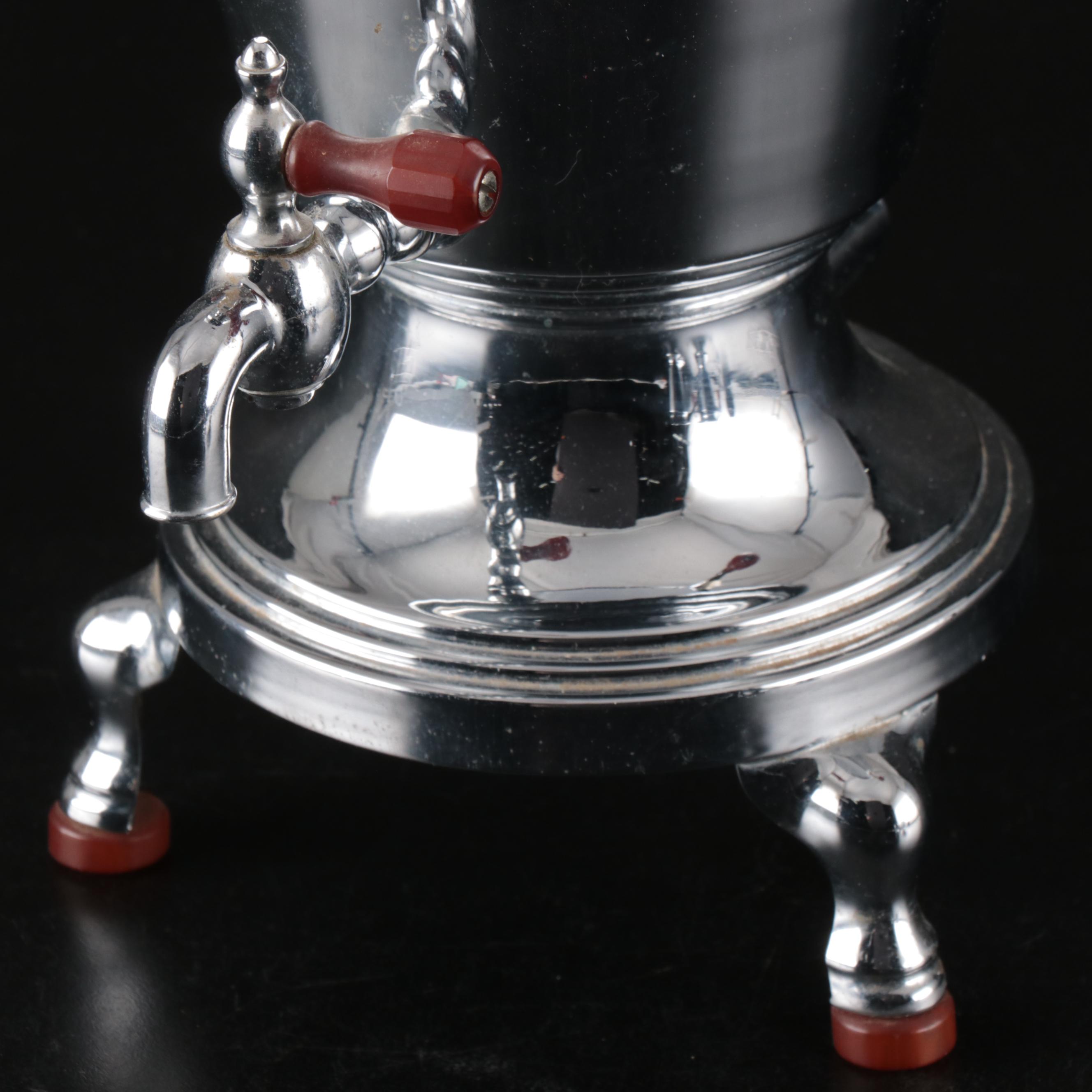 Farberware Art Deco Stainless Steel Coffee Percolator with Creamer and Sugar