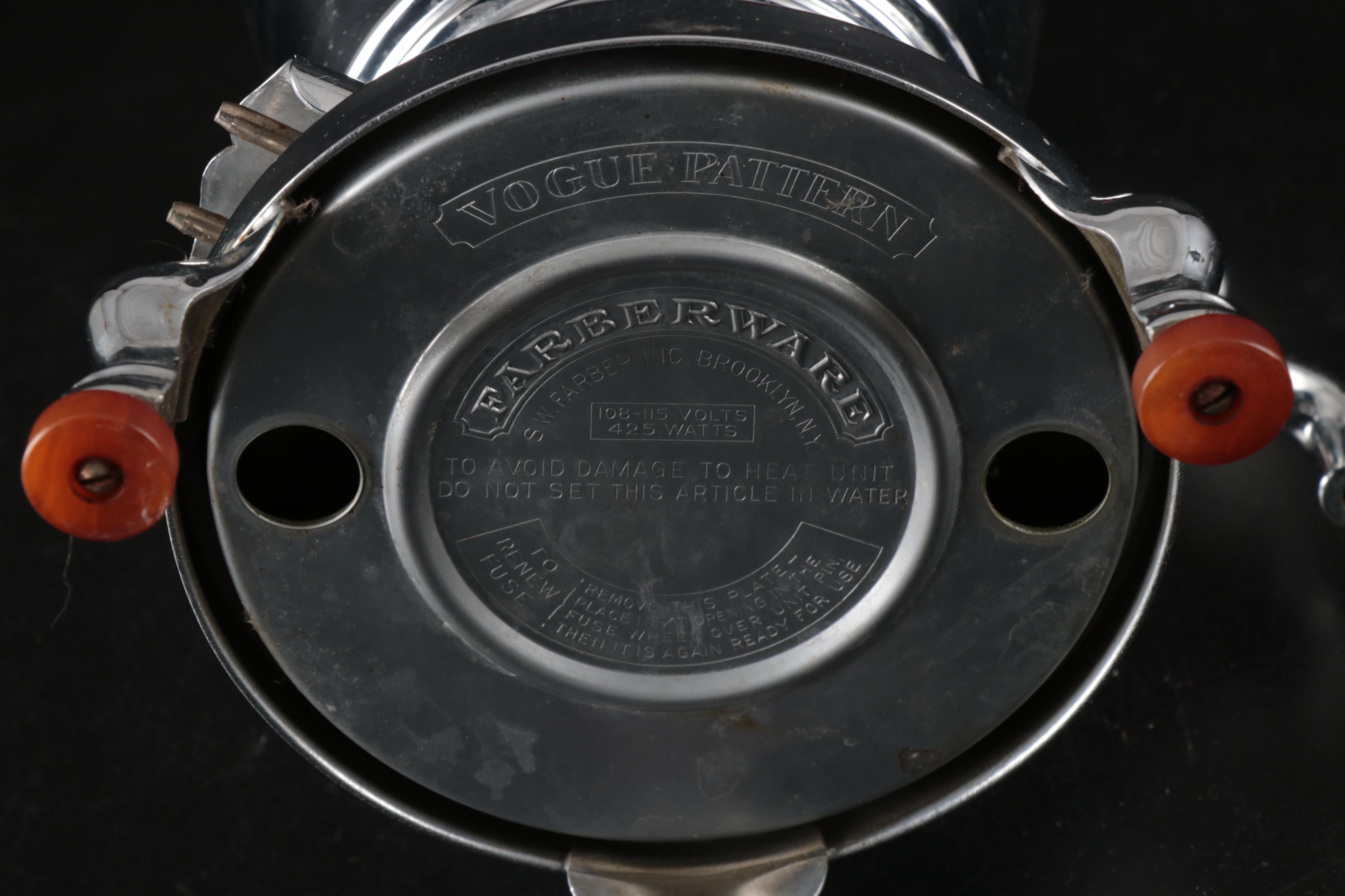 Farberware Art Deco Stainless Steel Coffee Percolator with Creamer and Sugar