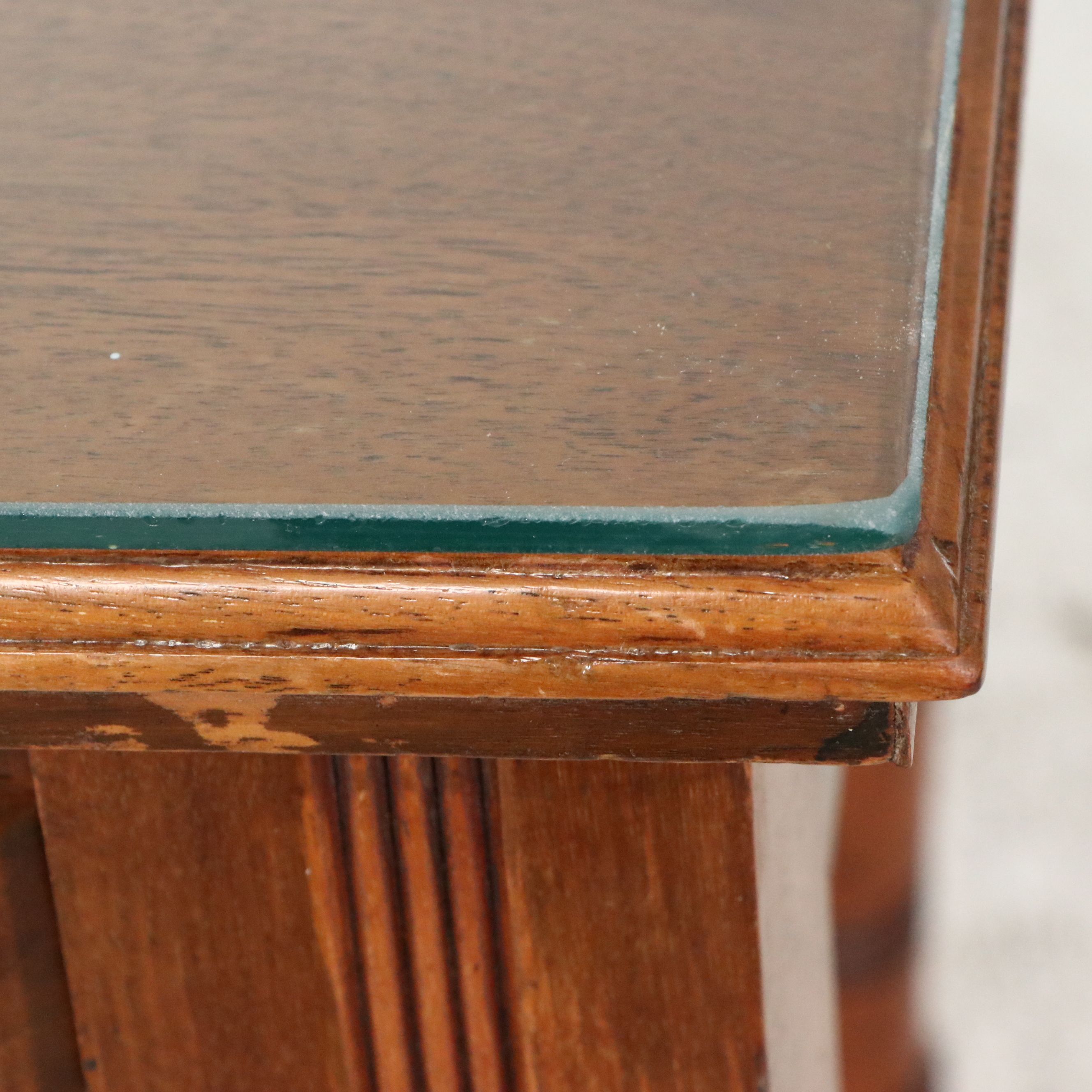 Victorian Mahogany Two-Drawer Library Table with Ring-Turned Legs