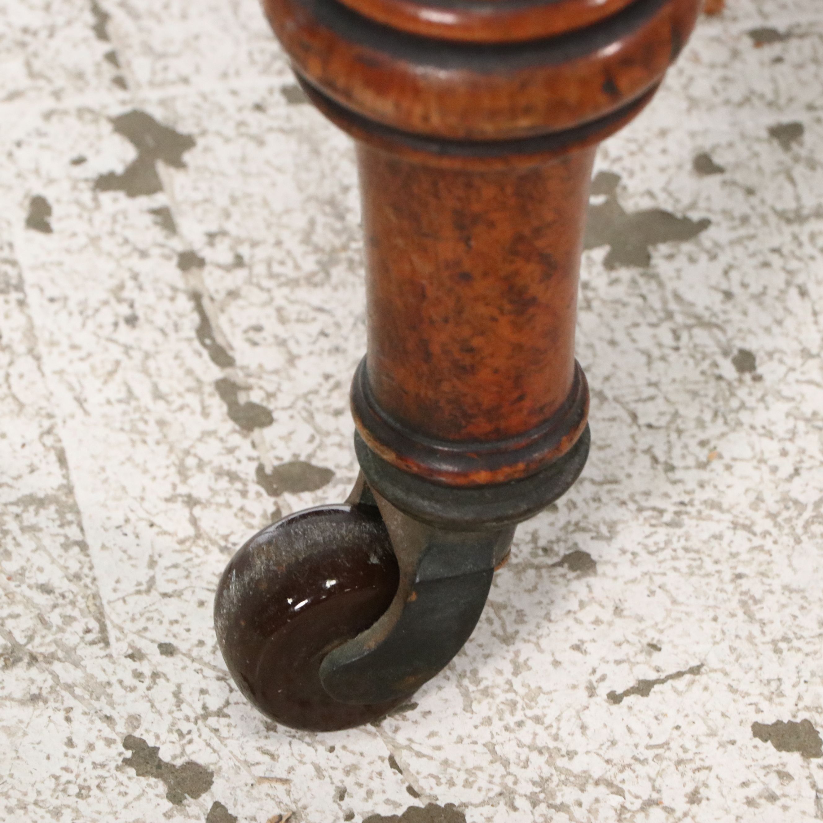 Victorian Mahogany Two-Drawer Library Table with Ring-Turned Legs