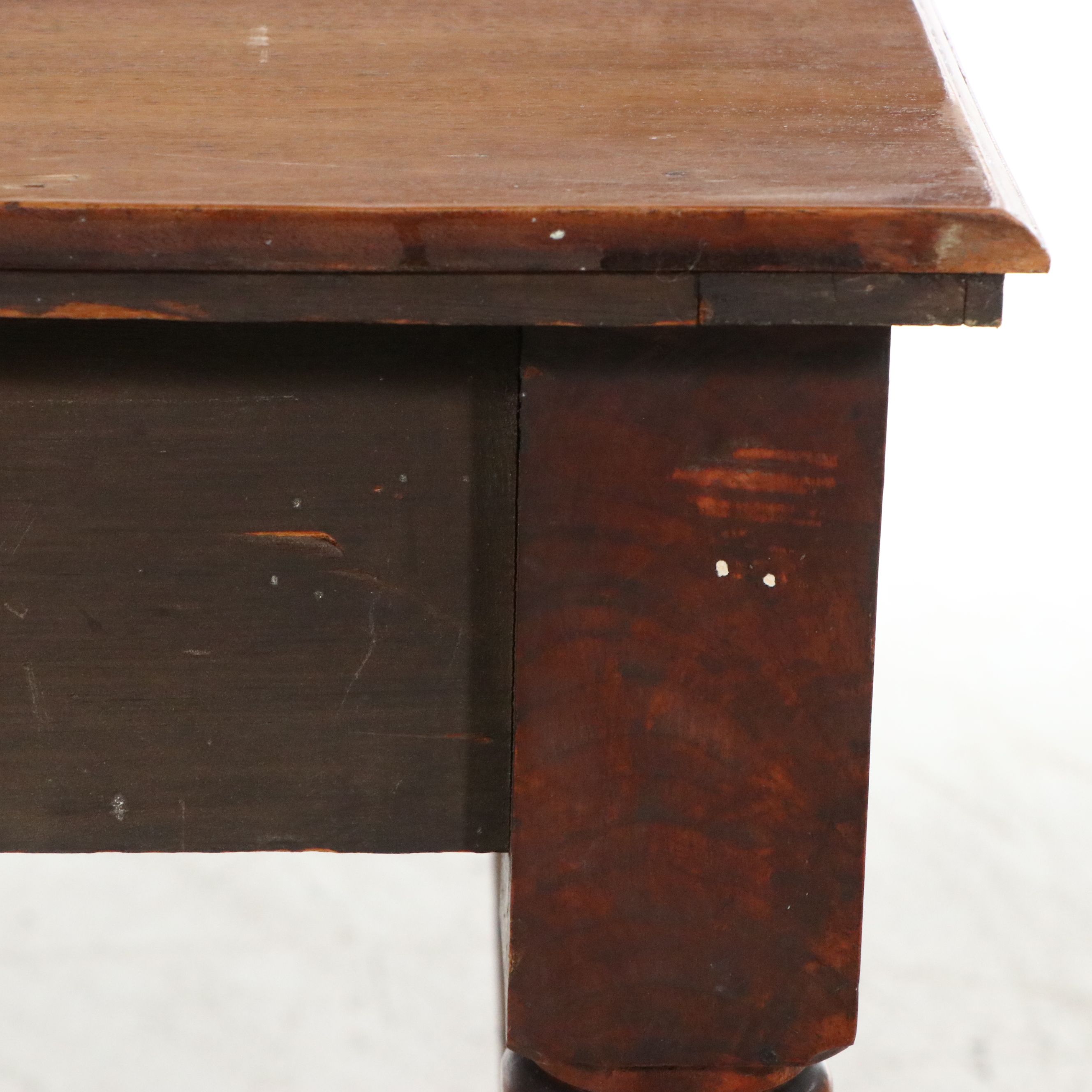 Victorian Mahogany Two-Drawer Library Table with Ring-Turned Legs