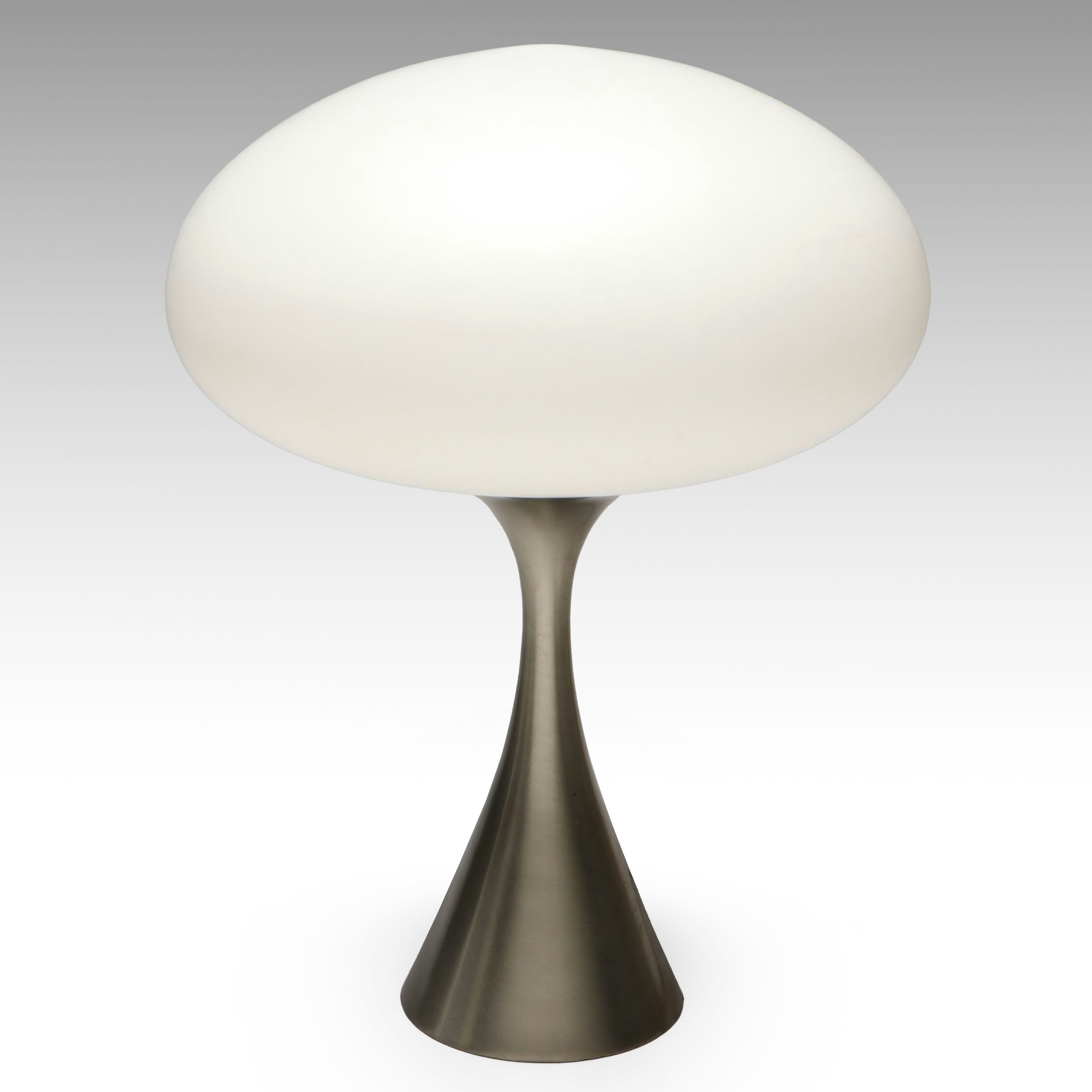 Laurel Lamp Co. Mid Century Modern Brushed Metal Mushroom Table Lamp