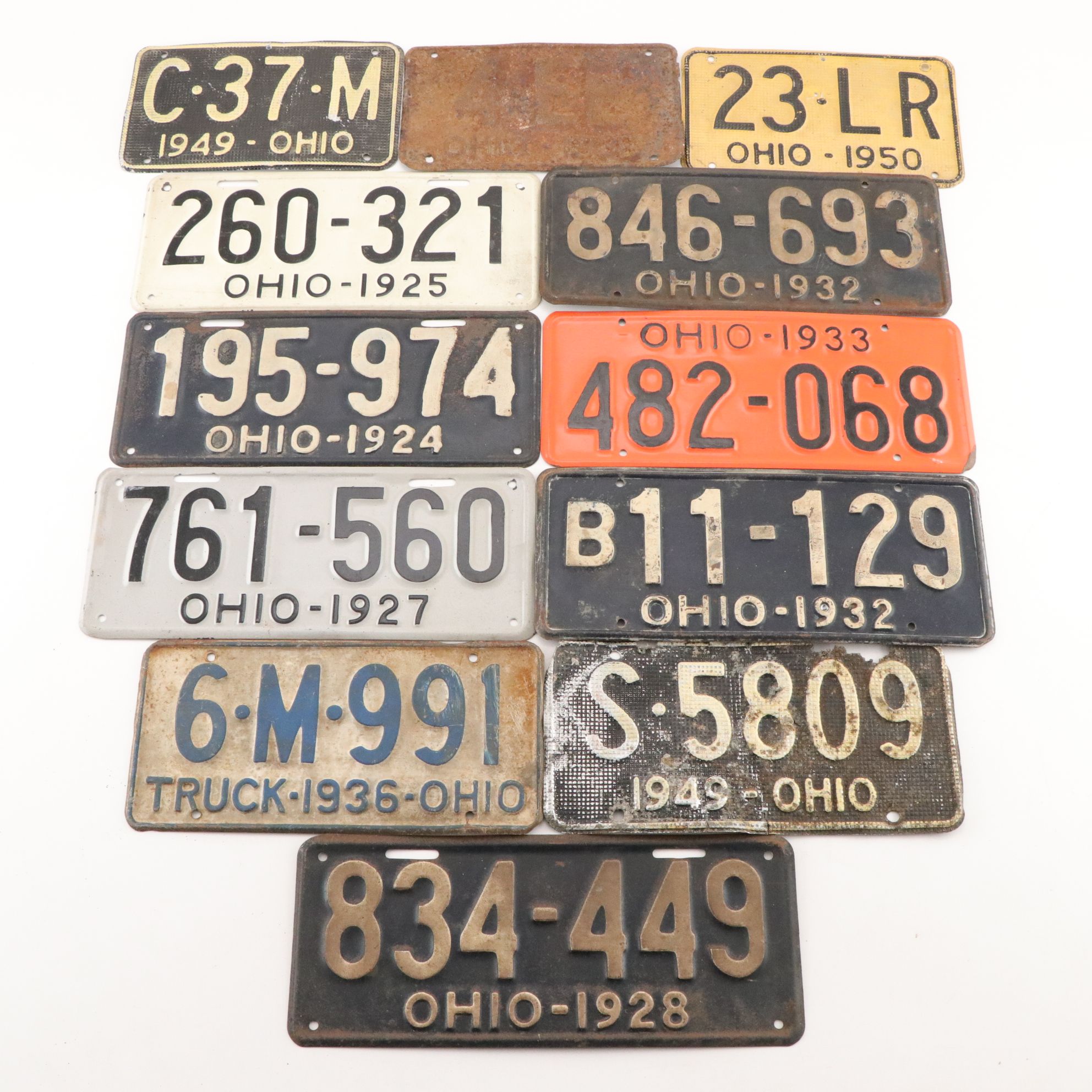 Mid Century Ohio License Plate Collection