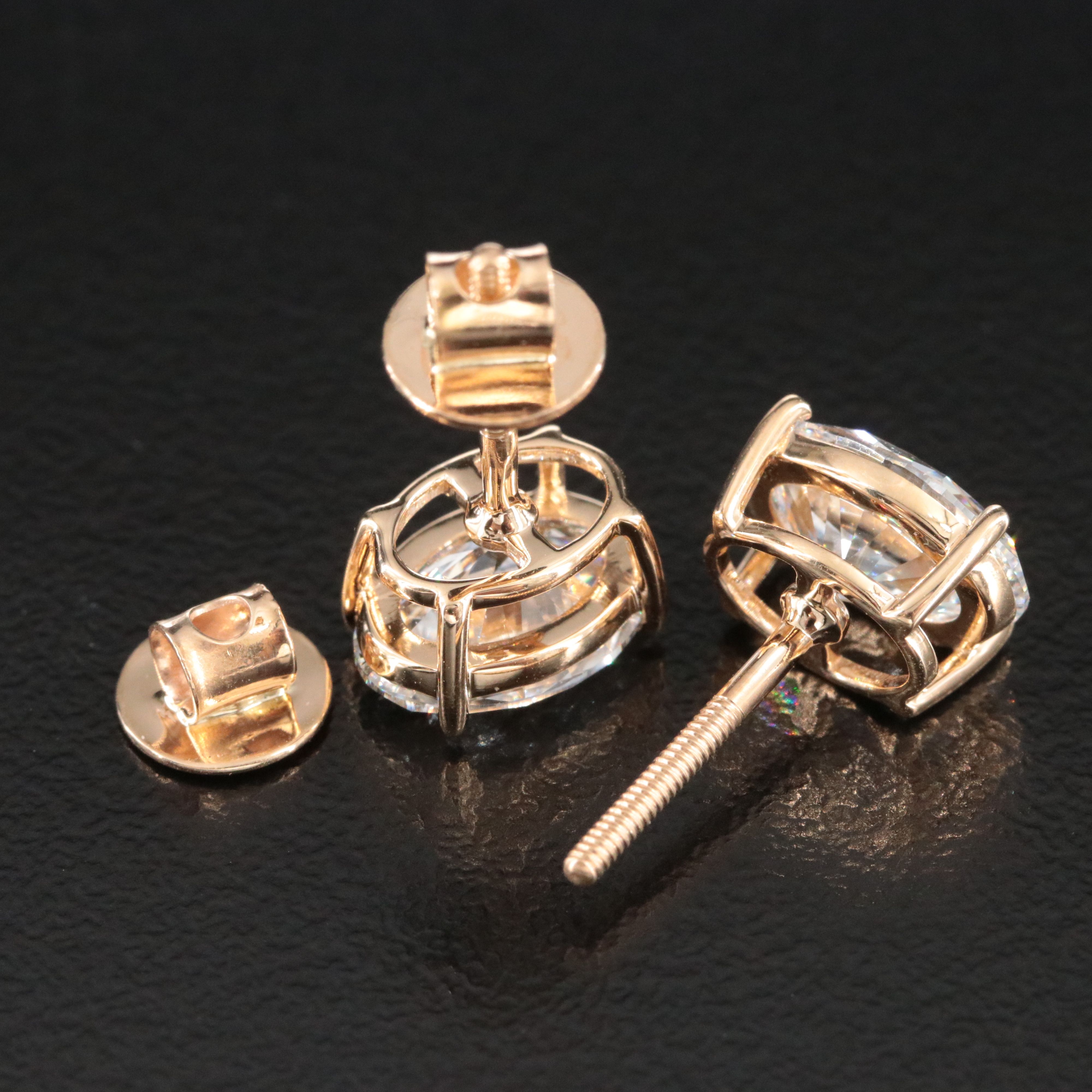 18K 3.10 CTW Lab Grown Diamond Solitaire Earrings with IGI Reports