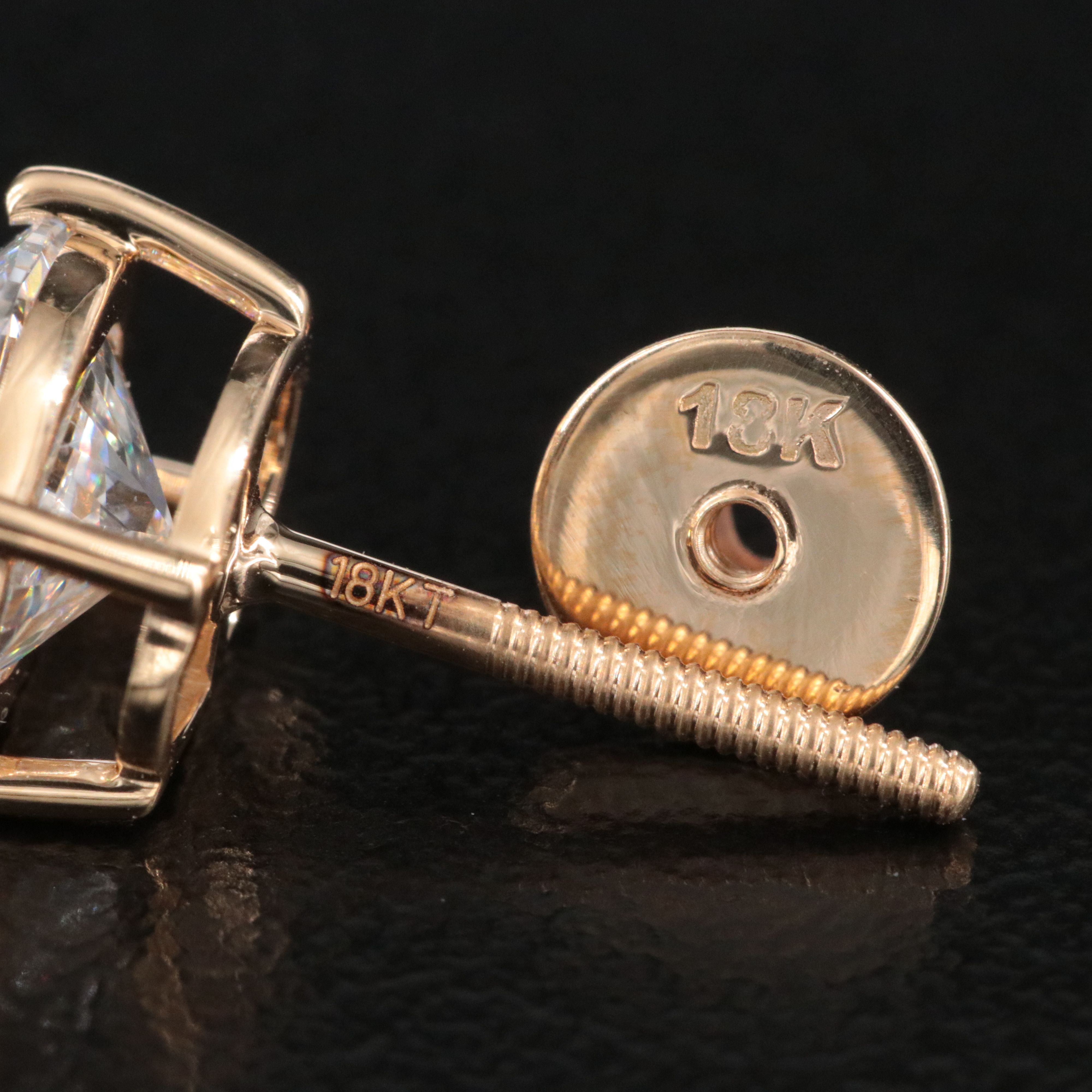 18K 3.10 CTW Lab Grown Diamond Solitaire Earrings with IGI Reports