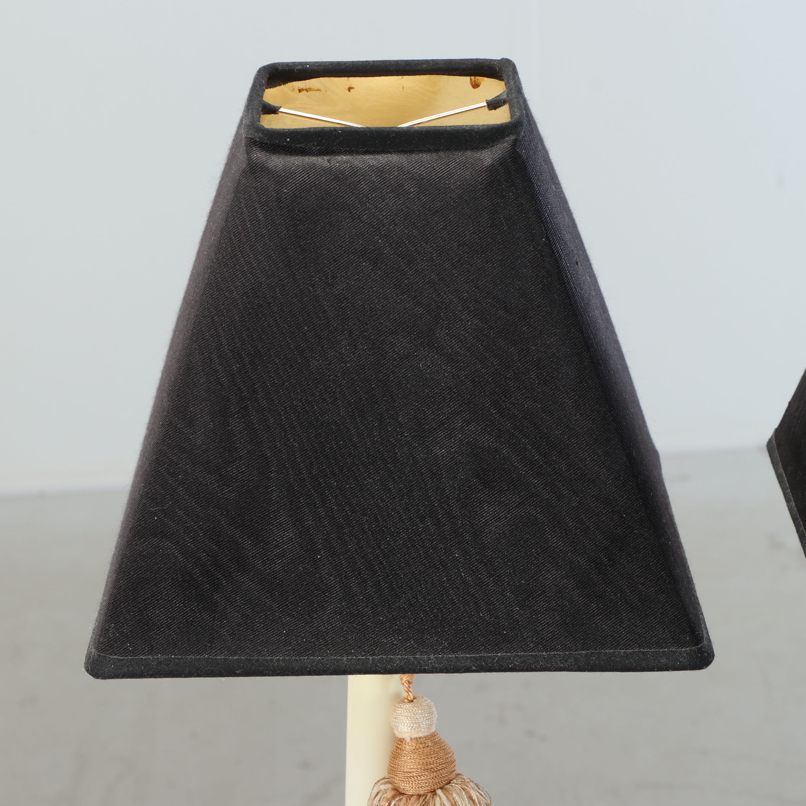 Pair of Regency Style Candlestick Lamps with Tassels